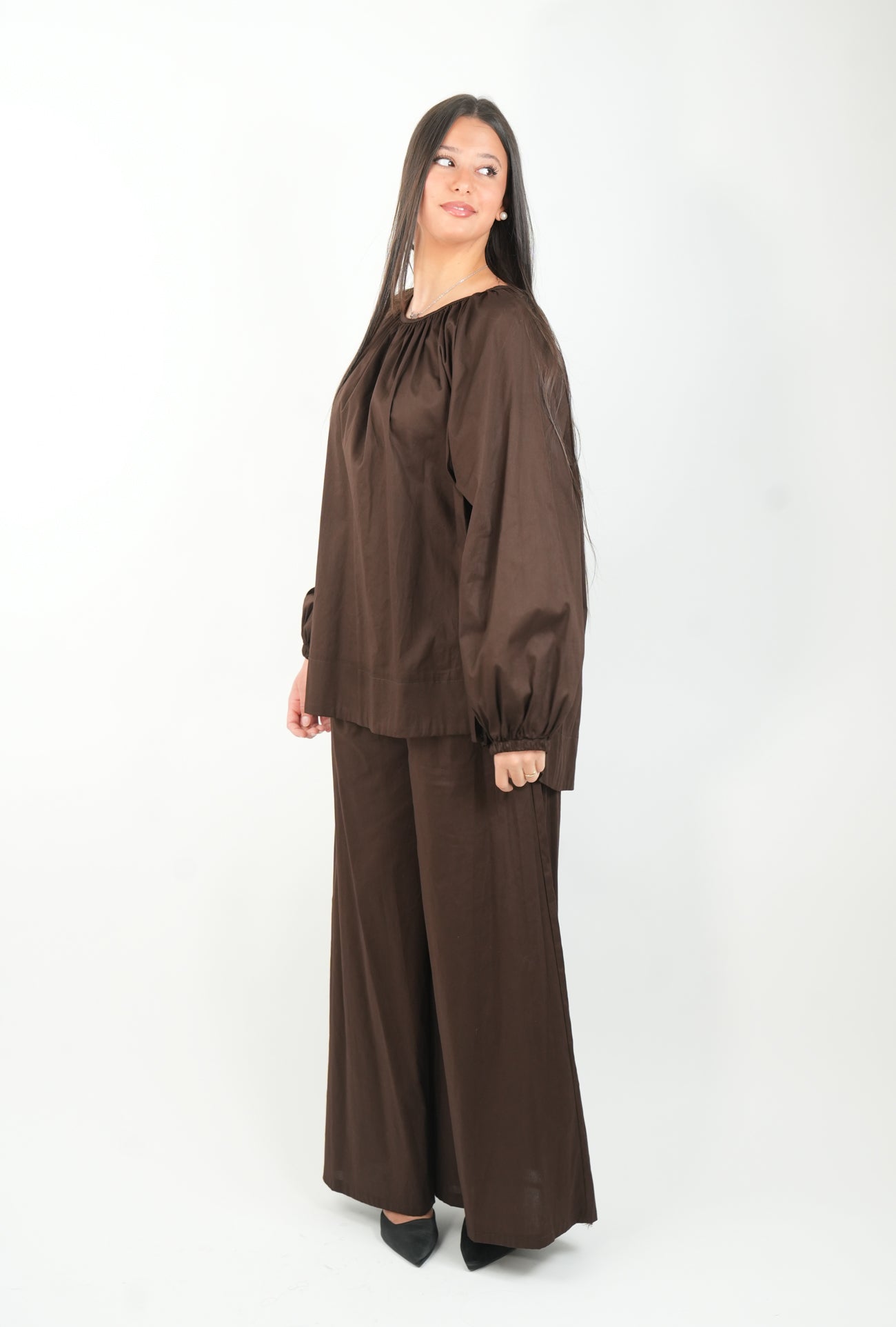 Ensemble pantalon palazzo et haut bouffant