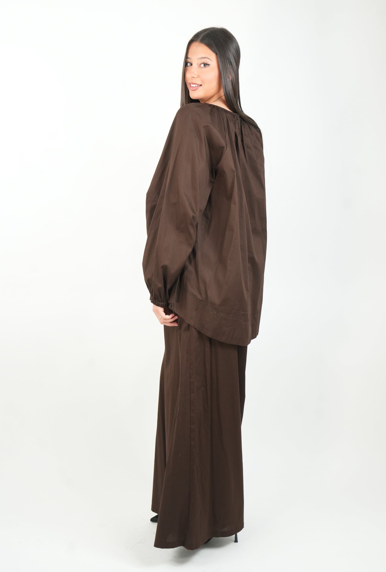 Ensemble pantalon palazzo et haut bouffant