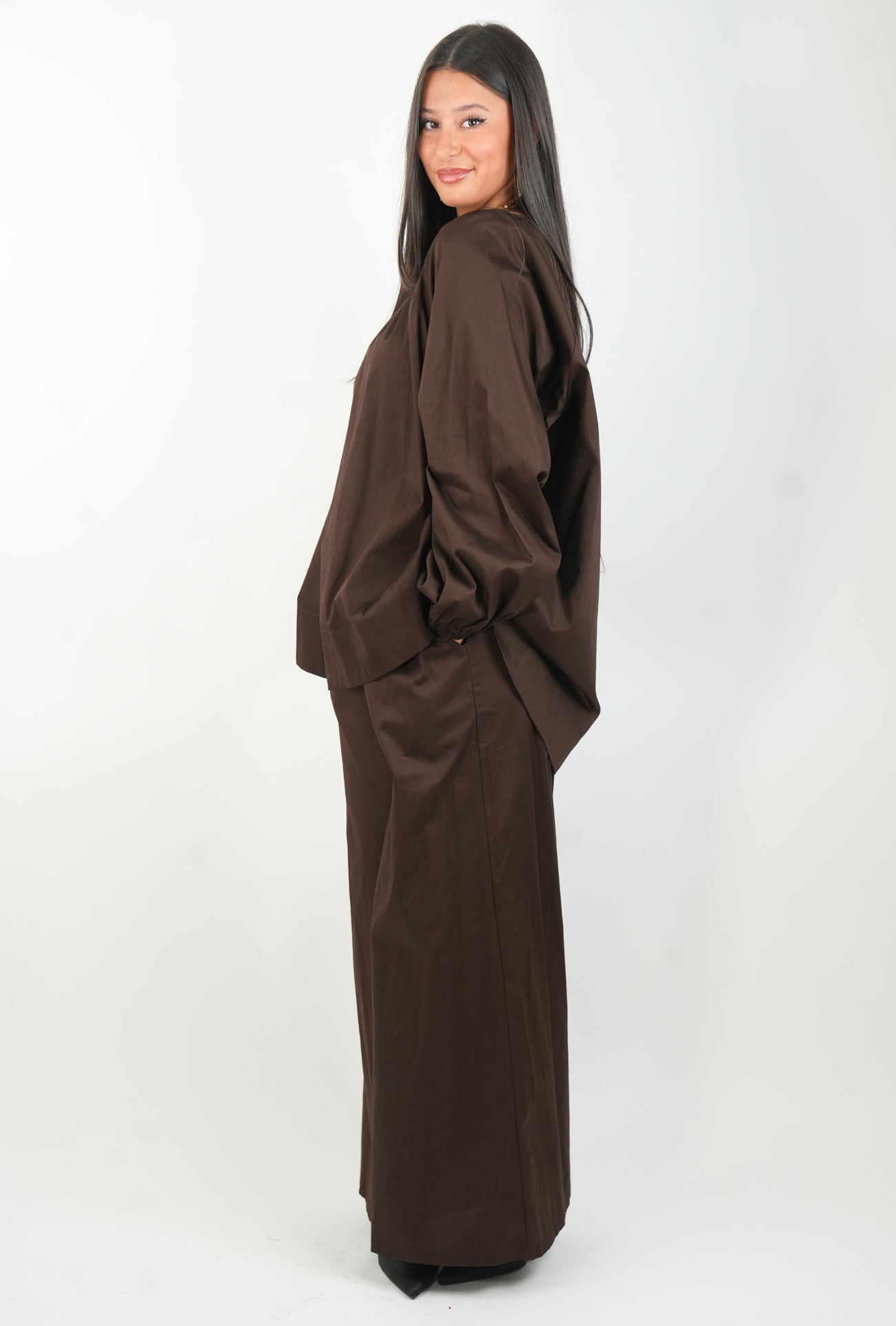 Ensemble pantalon palazzo et haut bouffant