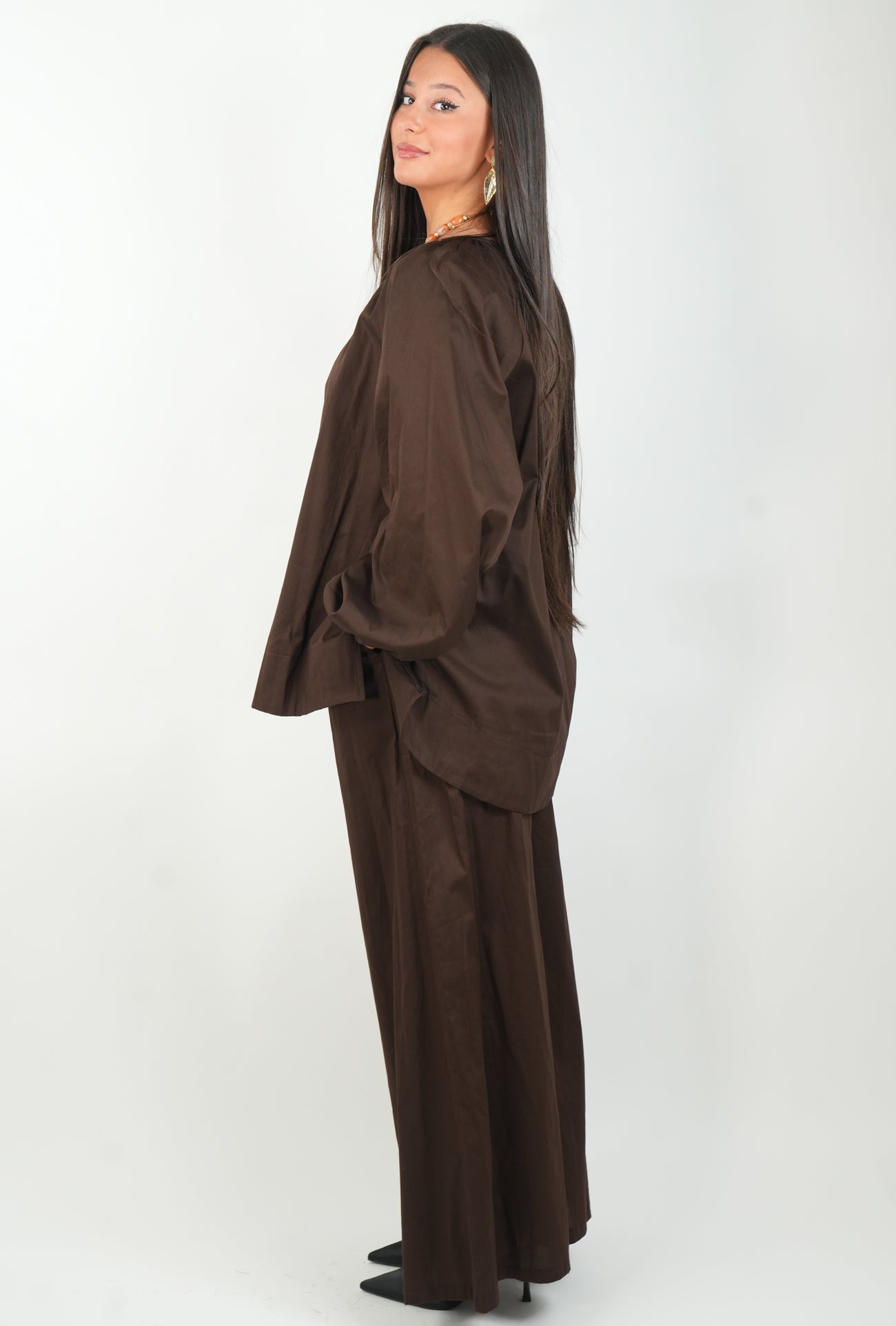 Ensemble pantalon palazzo et haut bouffant