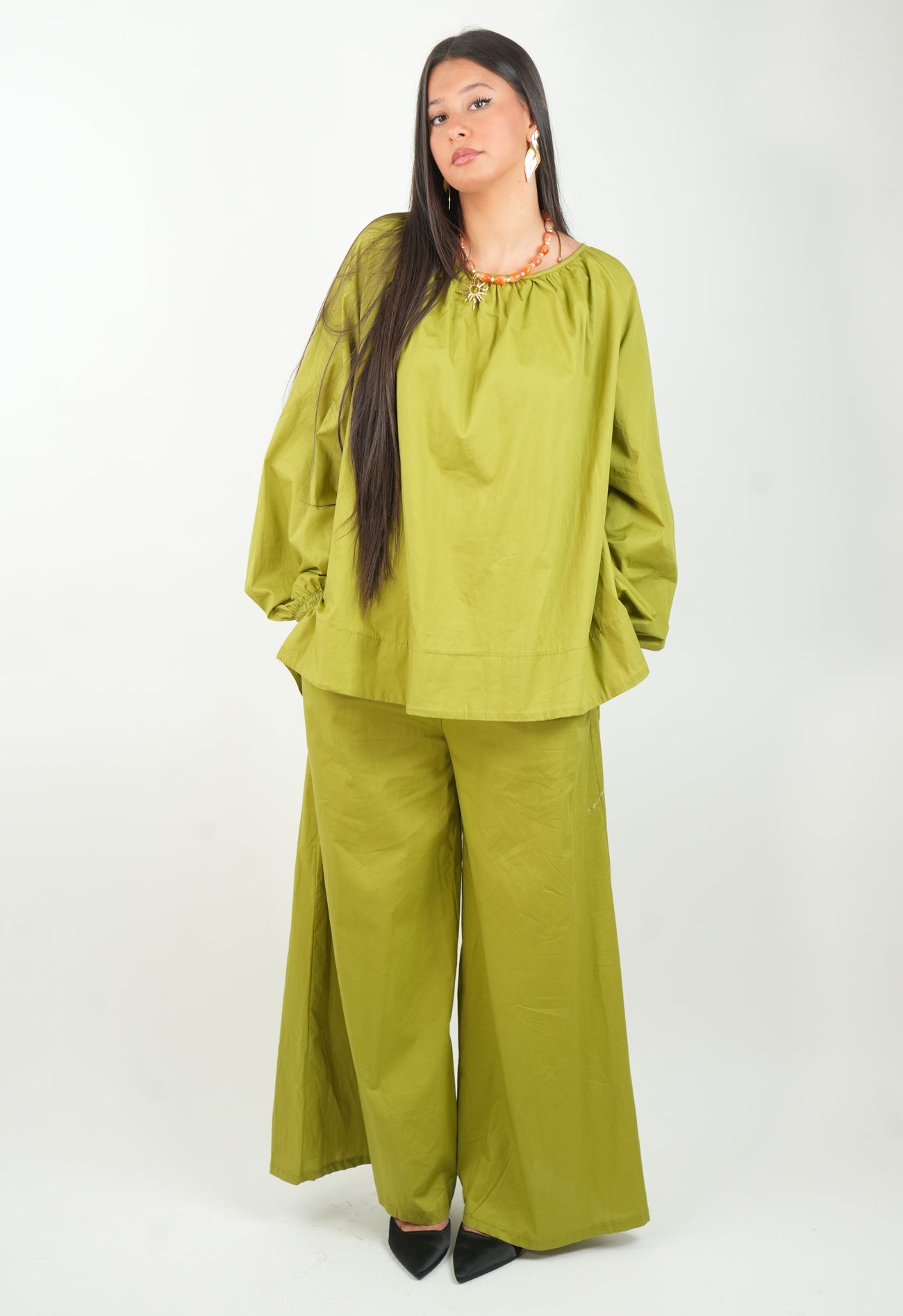 Ensemble pantalon palazzo et haut bouffant