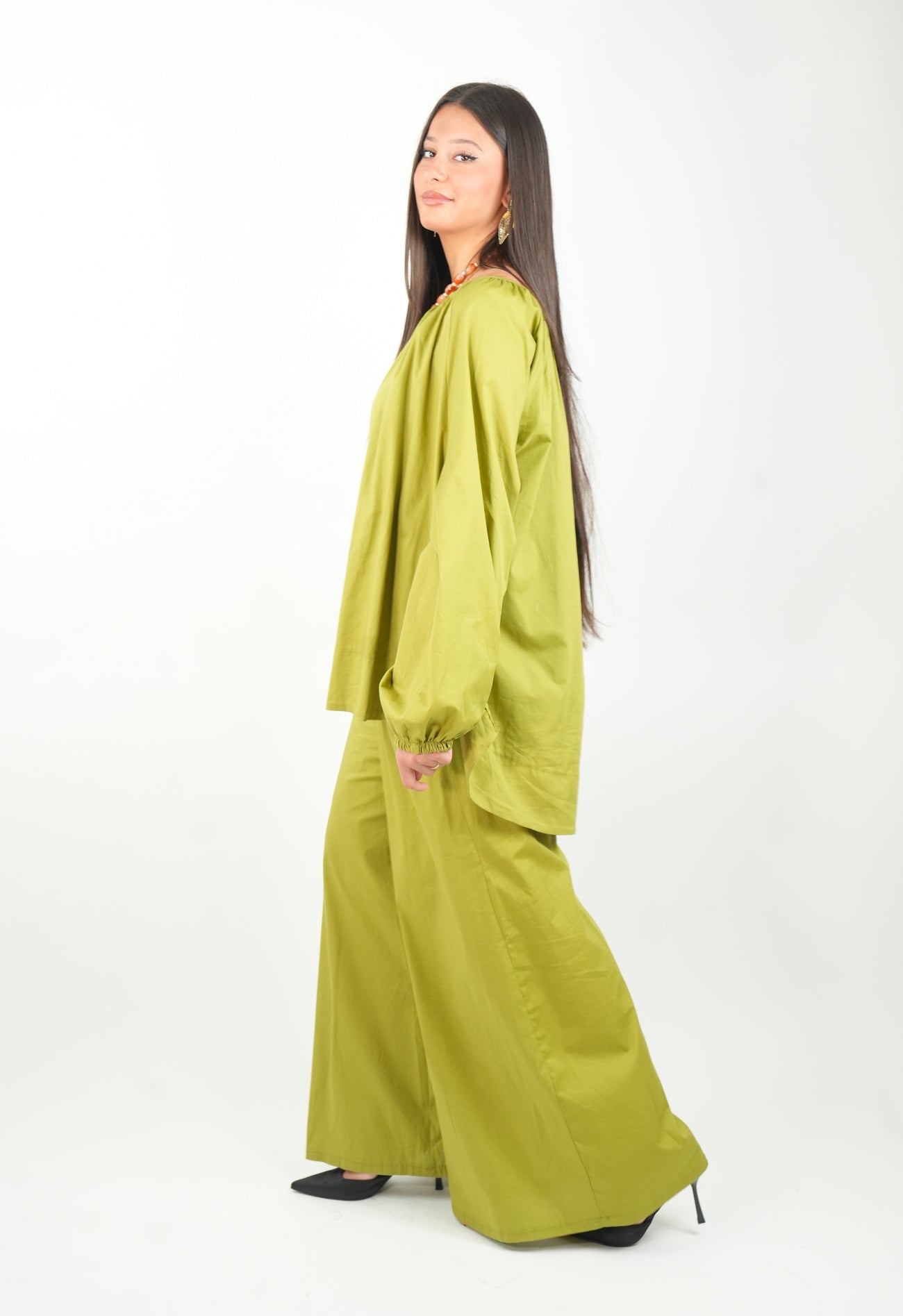Ensemble pantalon palazzo et haut bouffant