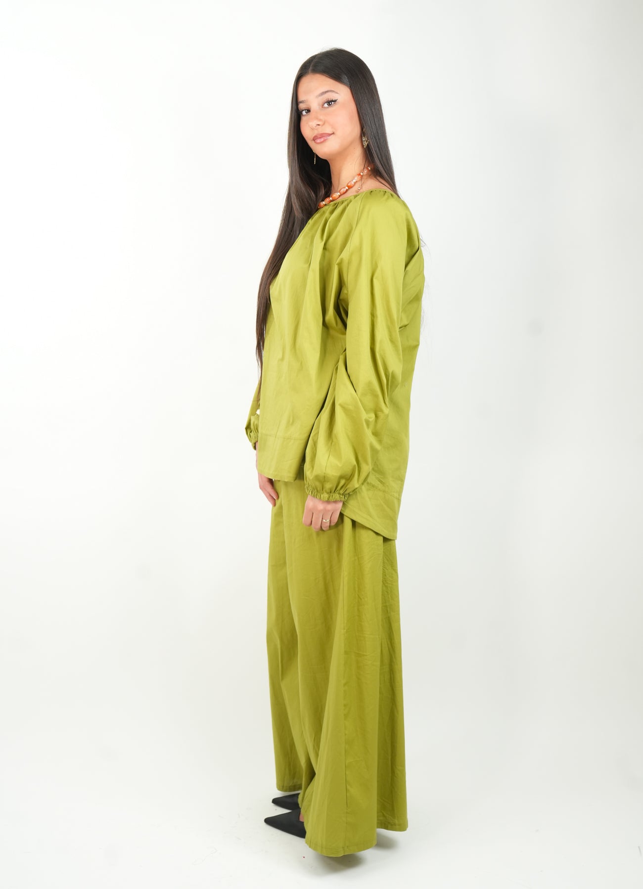Ensemble pantalon palazzo et haut bouffant