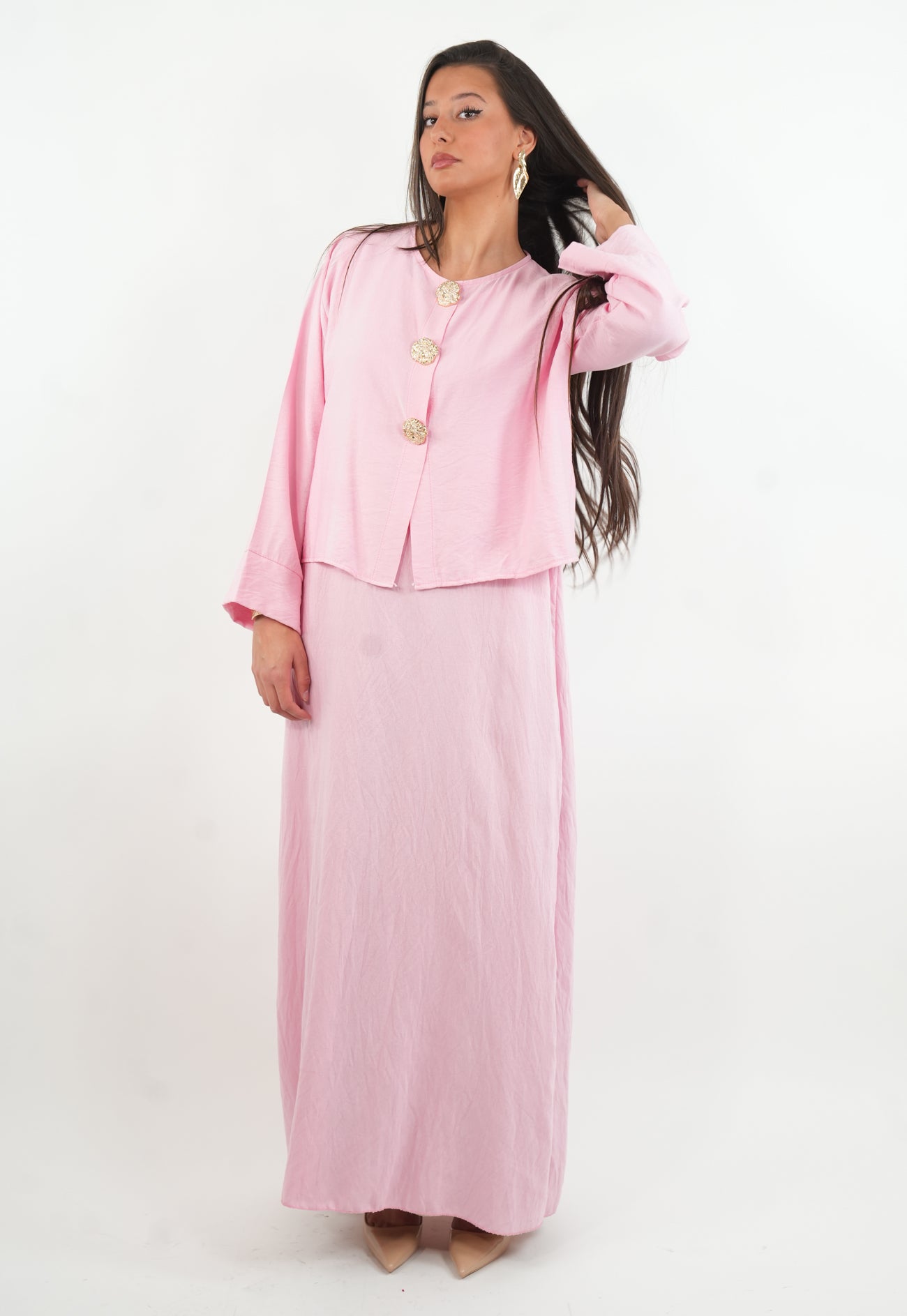 Ensemble robe et haut boutonné doré