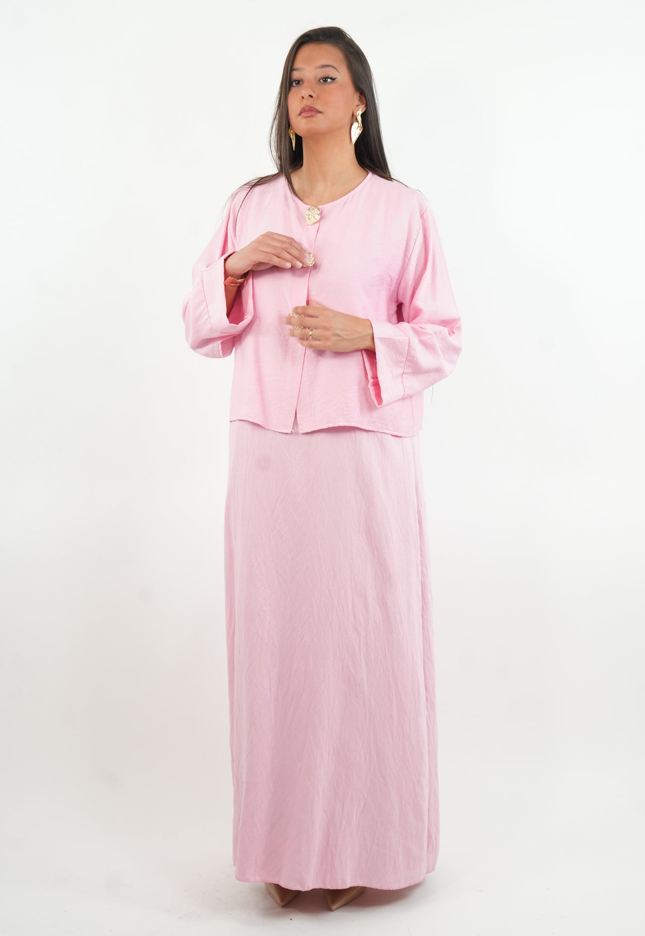 Ensemble robe et haut boutonné doré