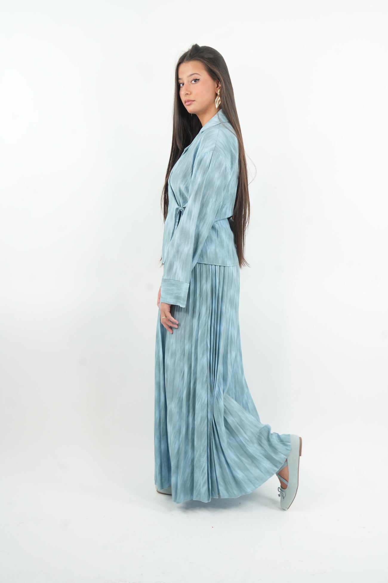 Ensemble cache-coeur jupe plissée