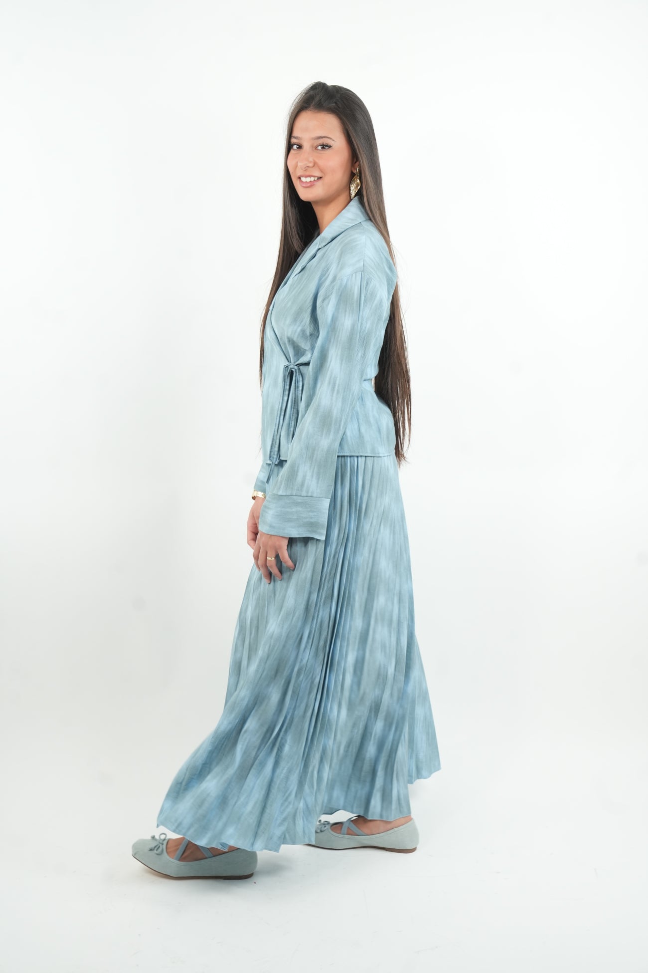 Ensemble cache-coeur jupe plissée