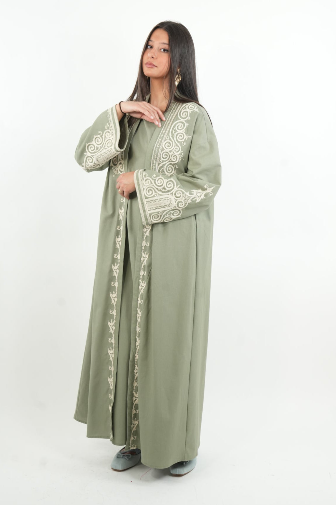 Ensemble robe et kimono brodé