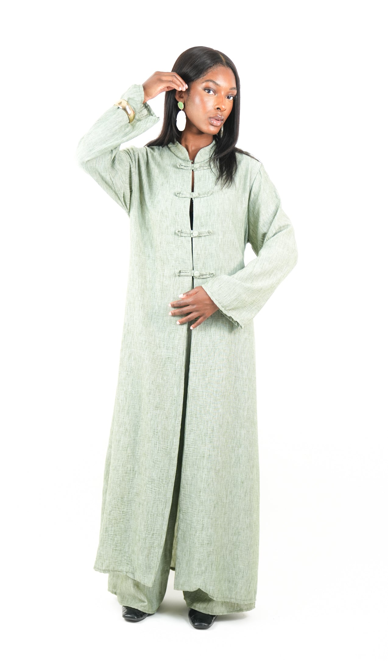 Ensemble Femme – Kimono long à boutonnière & Pantalon