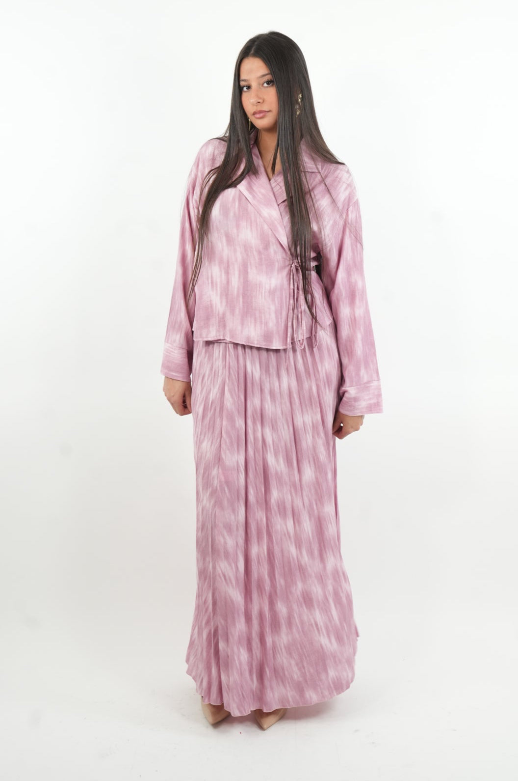 Ensemble cache-coeur jupe plissée