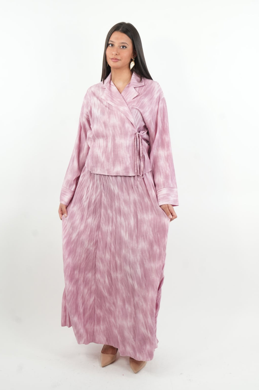 Ensemble cache-coeur jupe plissée