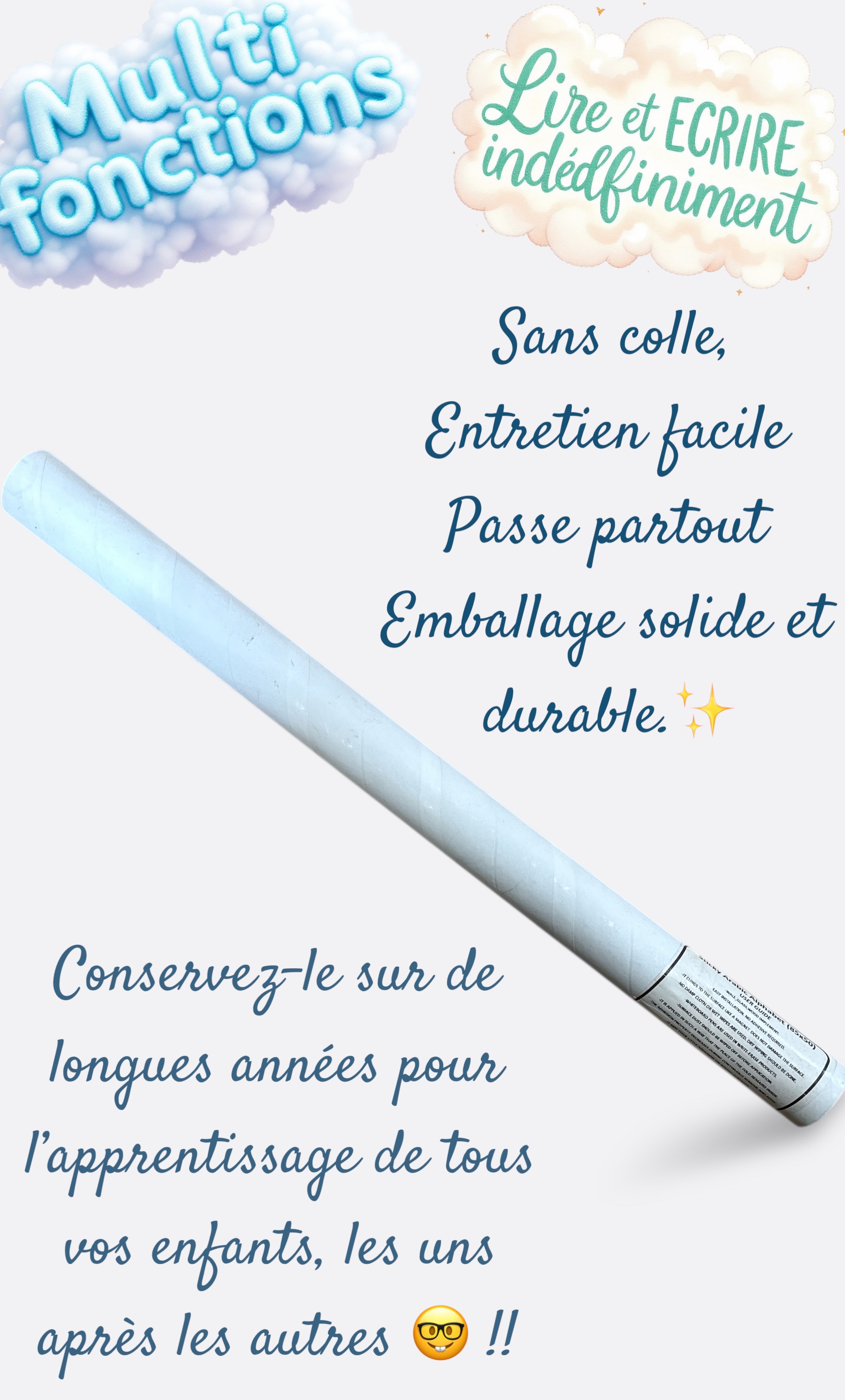 Grand Poster Transparent 85x50cm - Alphabet et mots arabe