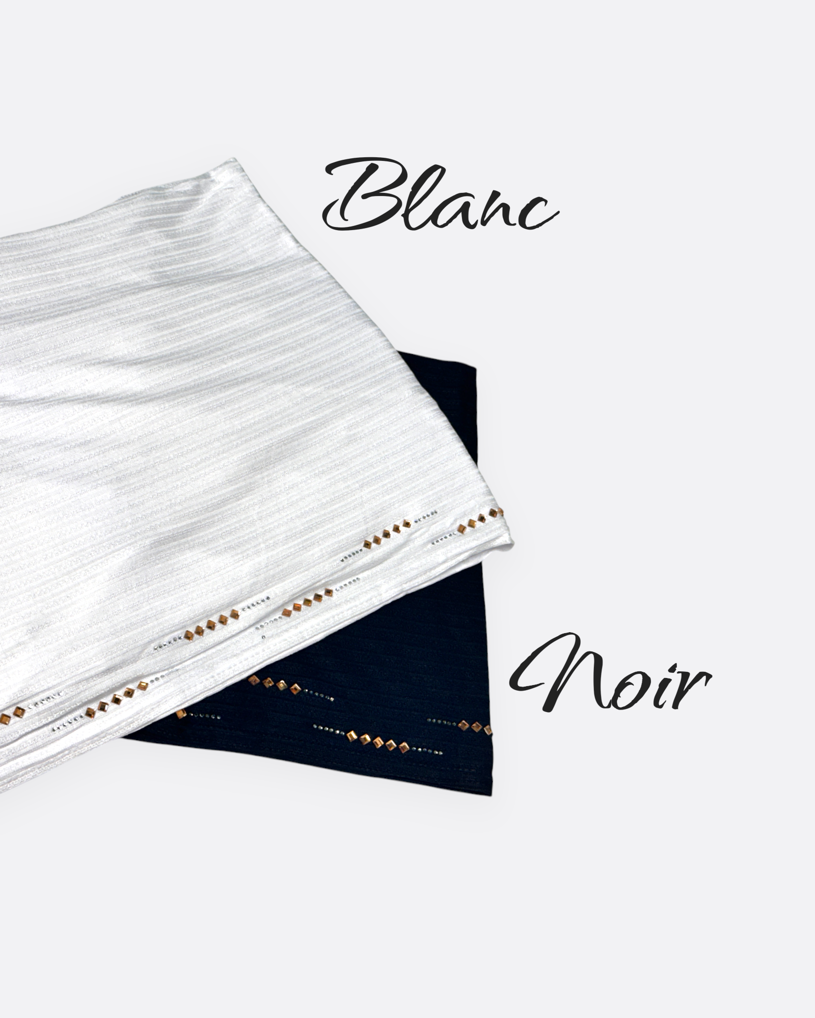 Hijab jersey rayure à strass