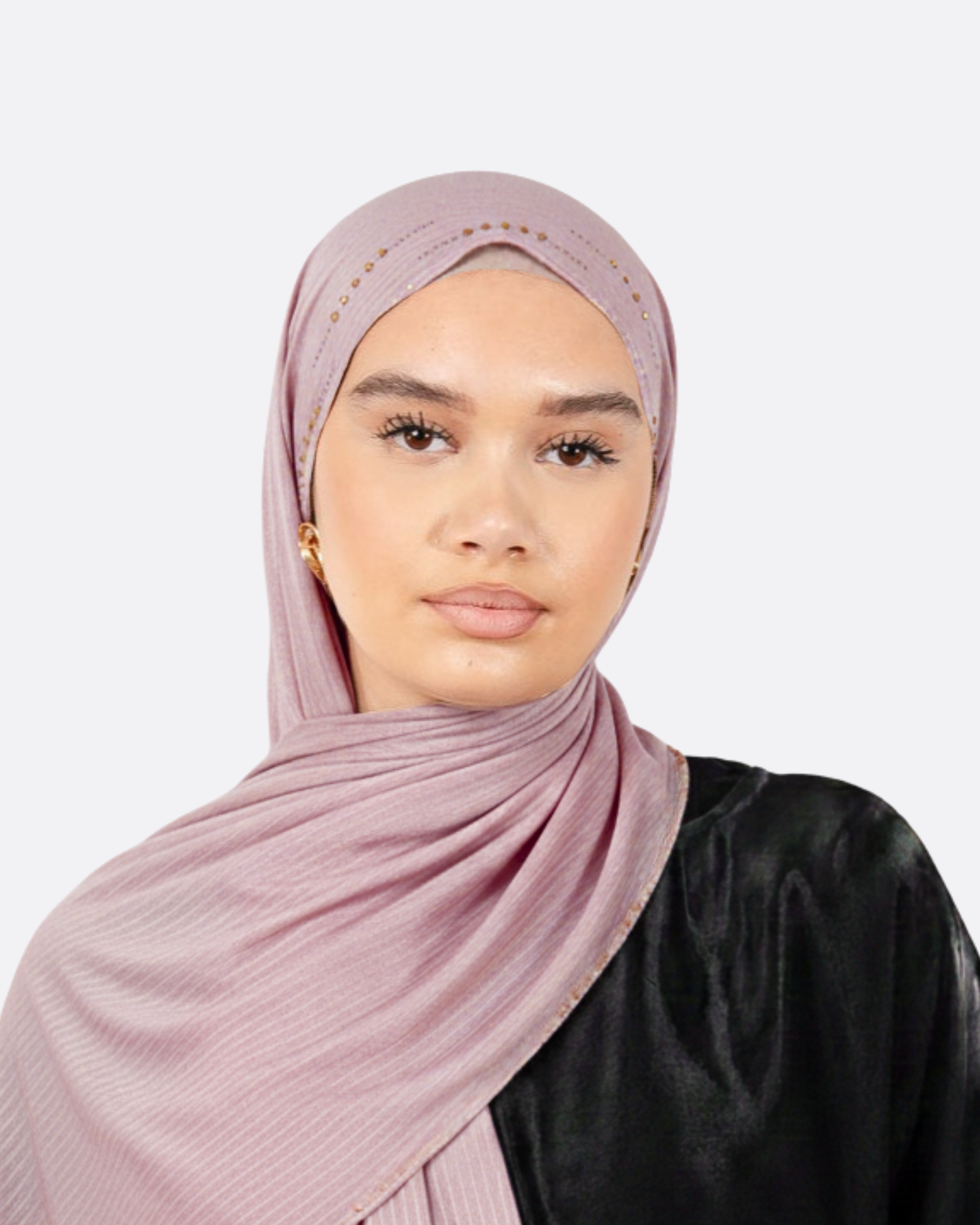 Hijab jersey rayure à strass