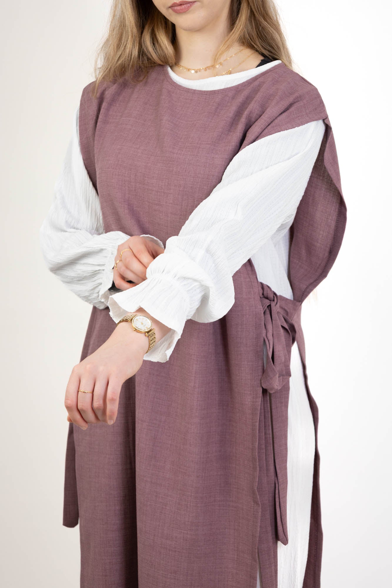 Robe longue tablier avec noeud | 2 en 1