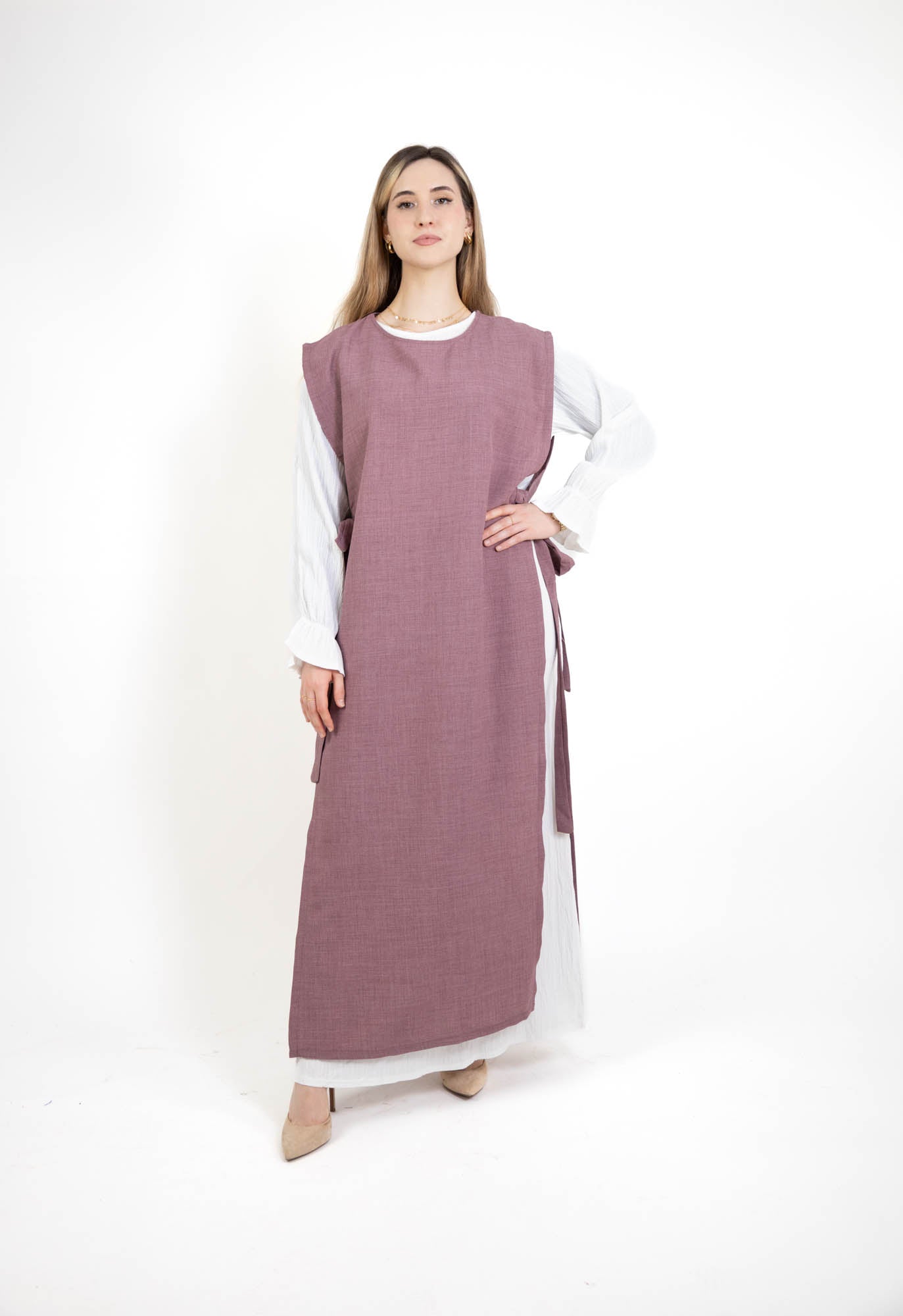 Robe longue tablier avec noeud | 2 en 1
