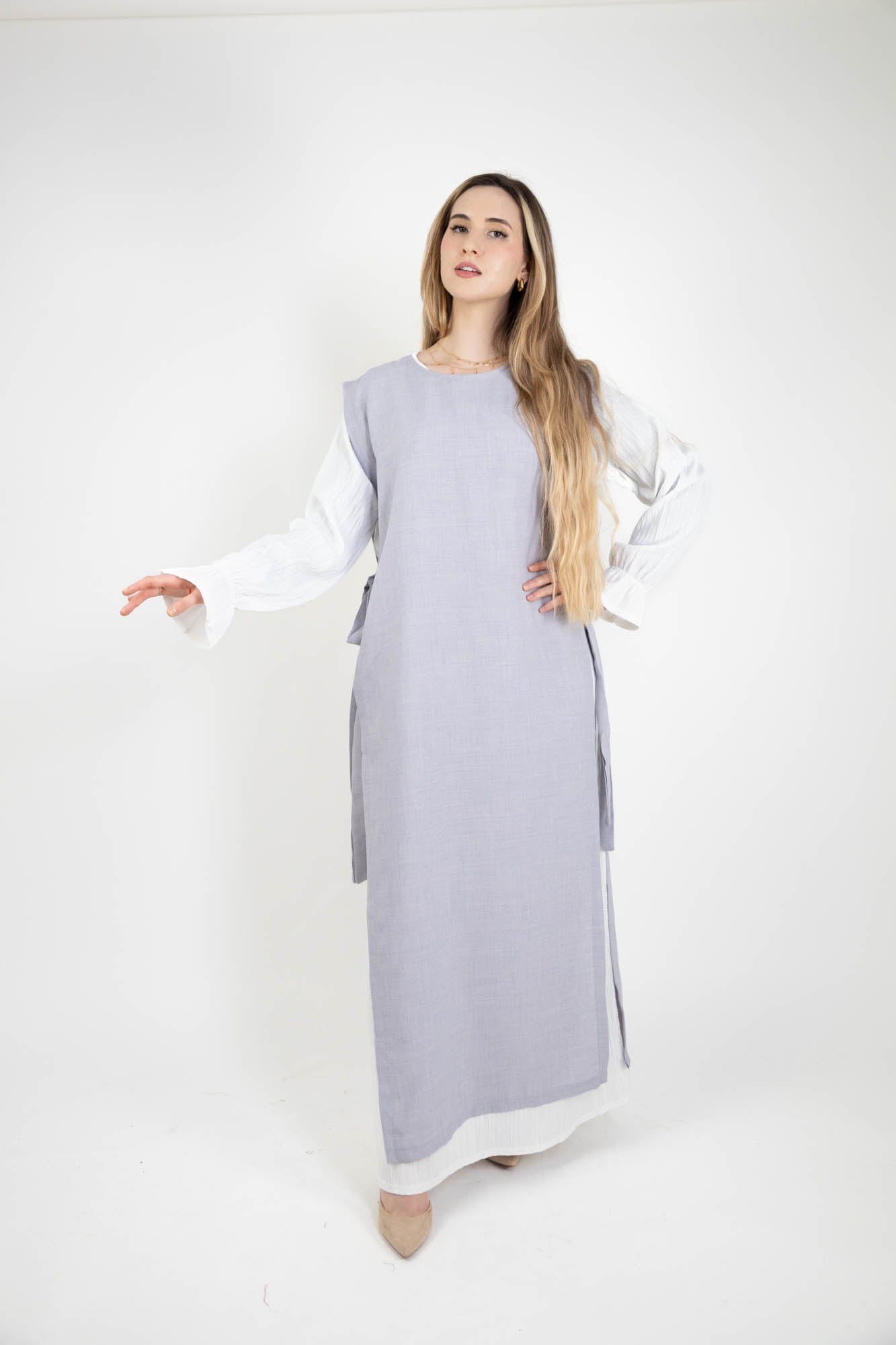 Robe longue tablier avec noeud | 2 en 1
