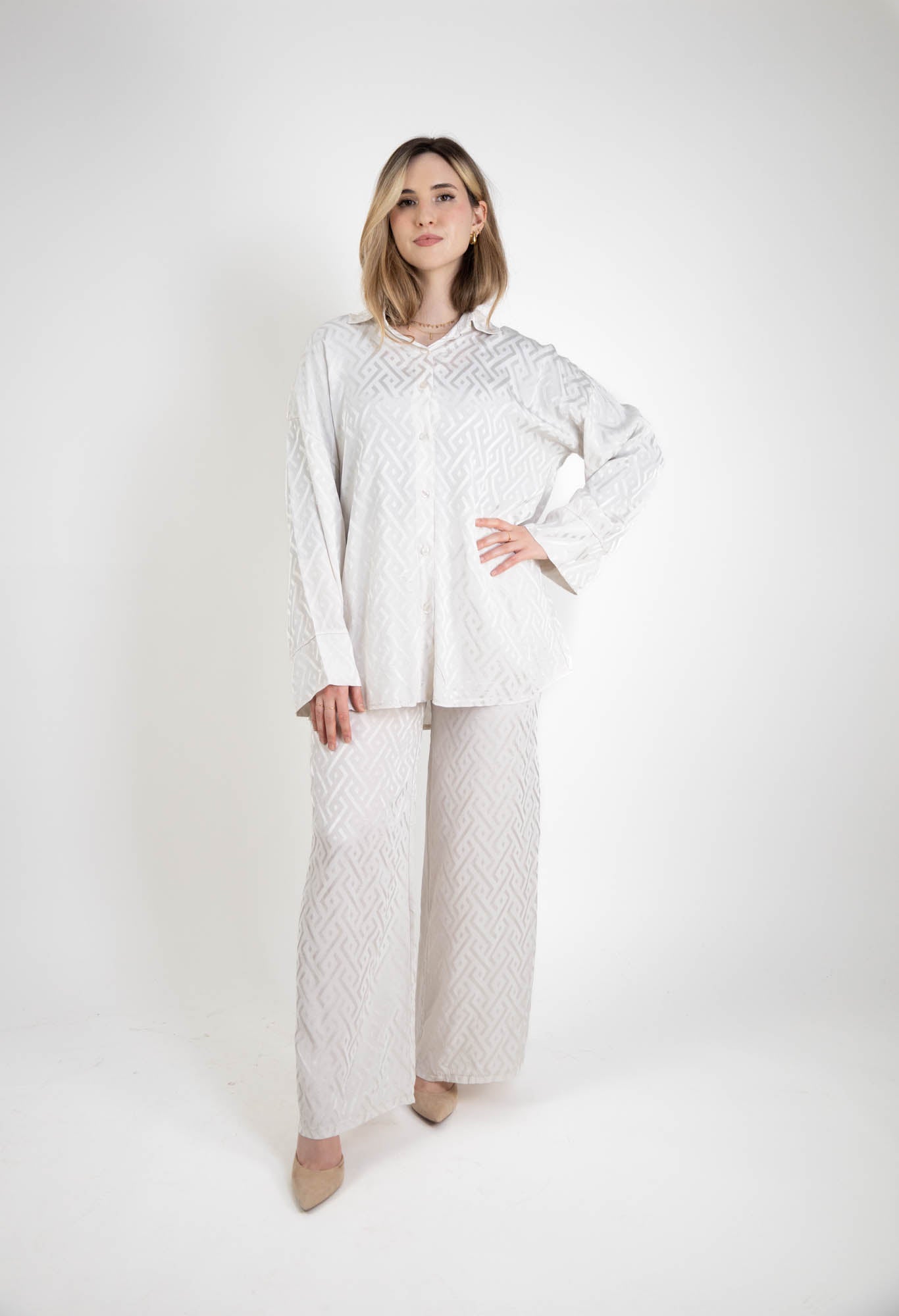 Ensemble Femme Oversize – Chemise Pantalon satiné Souk Dubaï