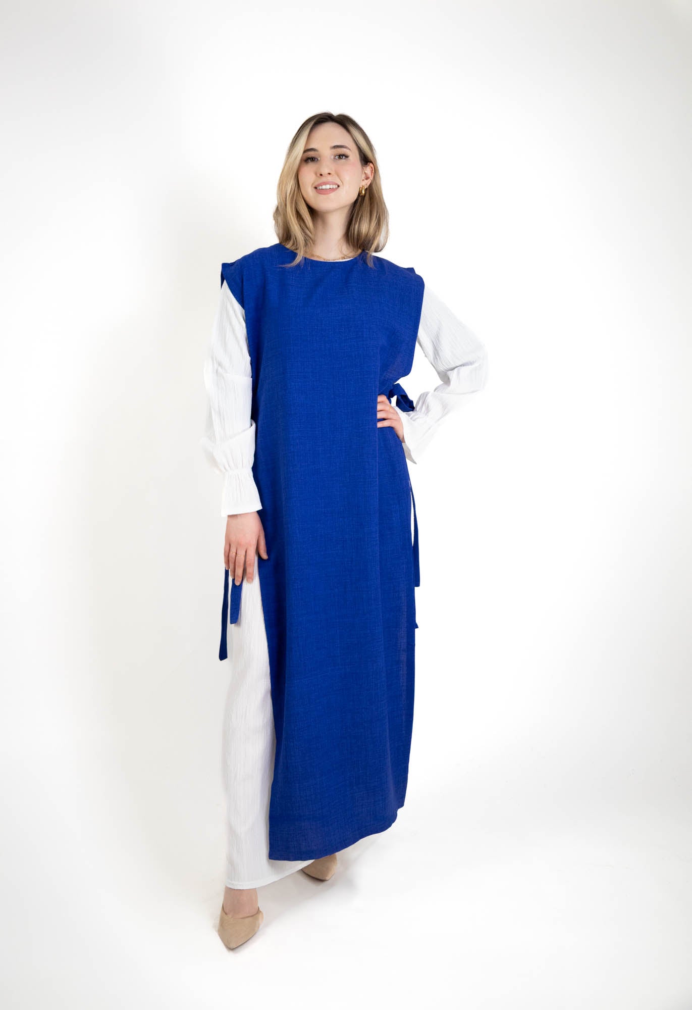 Robe longue tablier avec noeud | 2 en 1