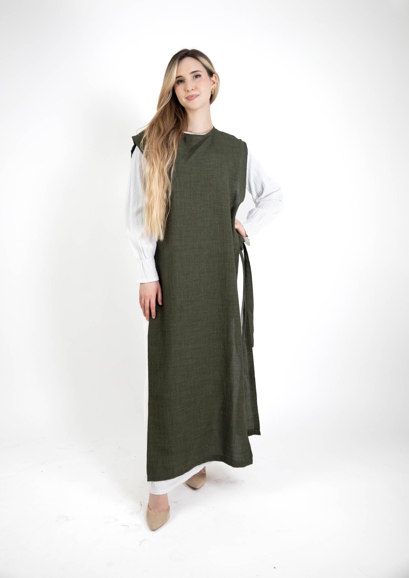 Robe longue tablier avec noeud | 2 en 1