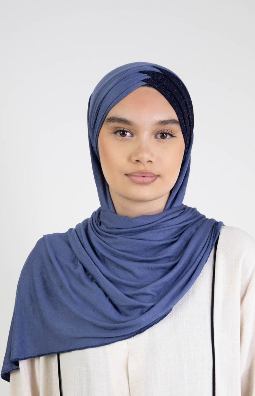 Hijab à enfiler 3 plis à paillettes