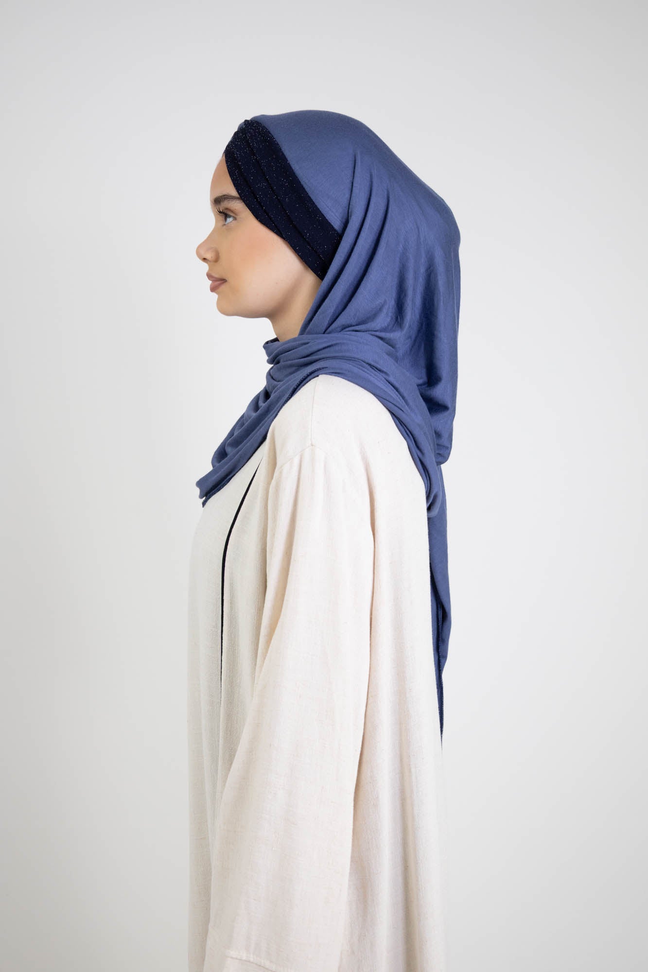 Hijab à enfiler 3 plis à paillettes