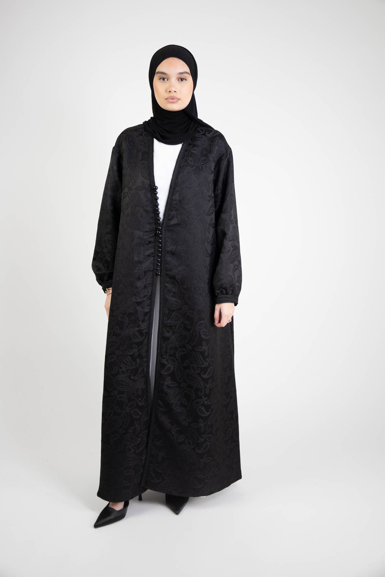 Robe ample brocard à bouton style oriental