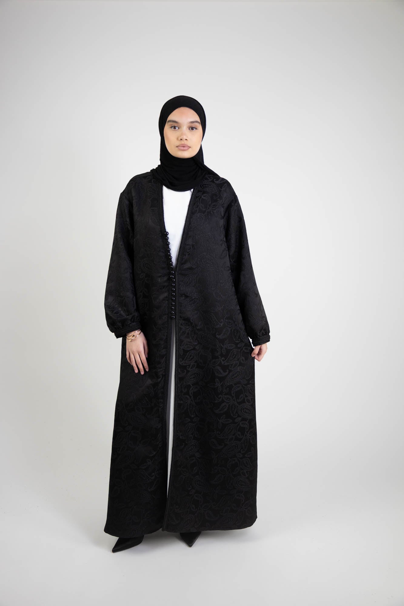 Robe ample brocard à bouton style oriental