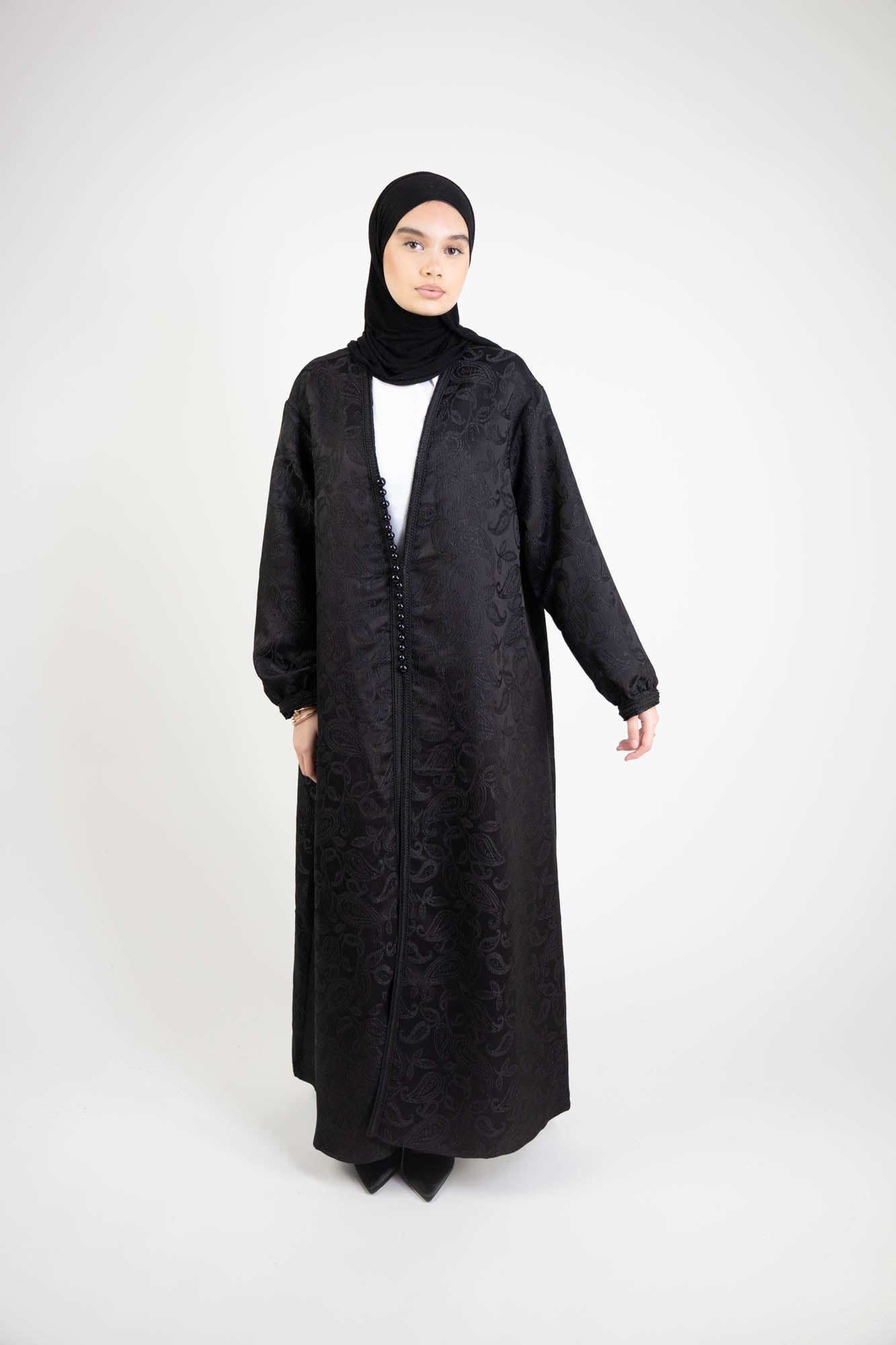 Robe ample brocard à bouton style oriental