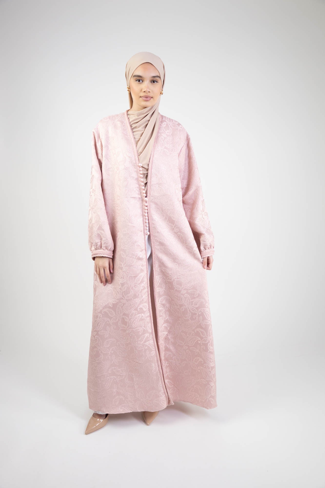Robe ample brocard à bouton style oriental