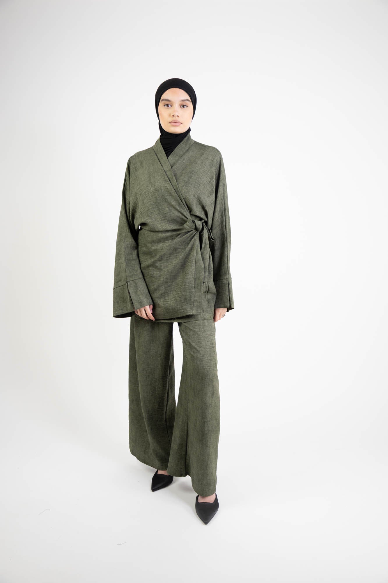 Ensemble Femme – Tunique cache-cœur à nouer & pantalon fluide