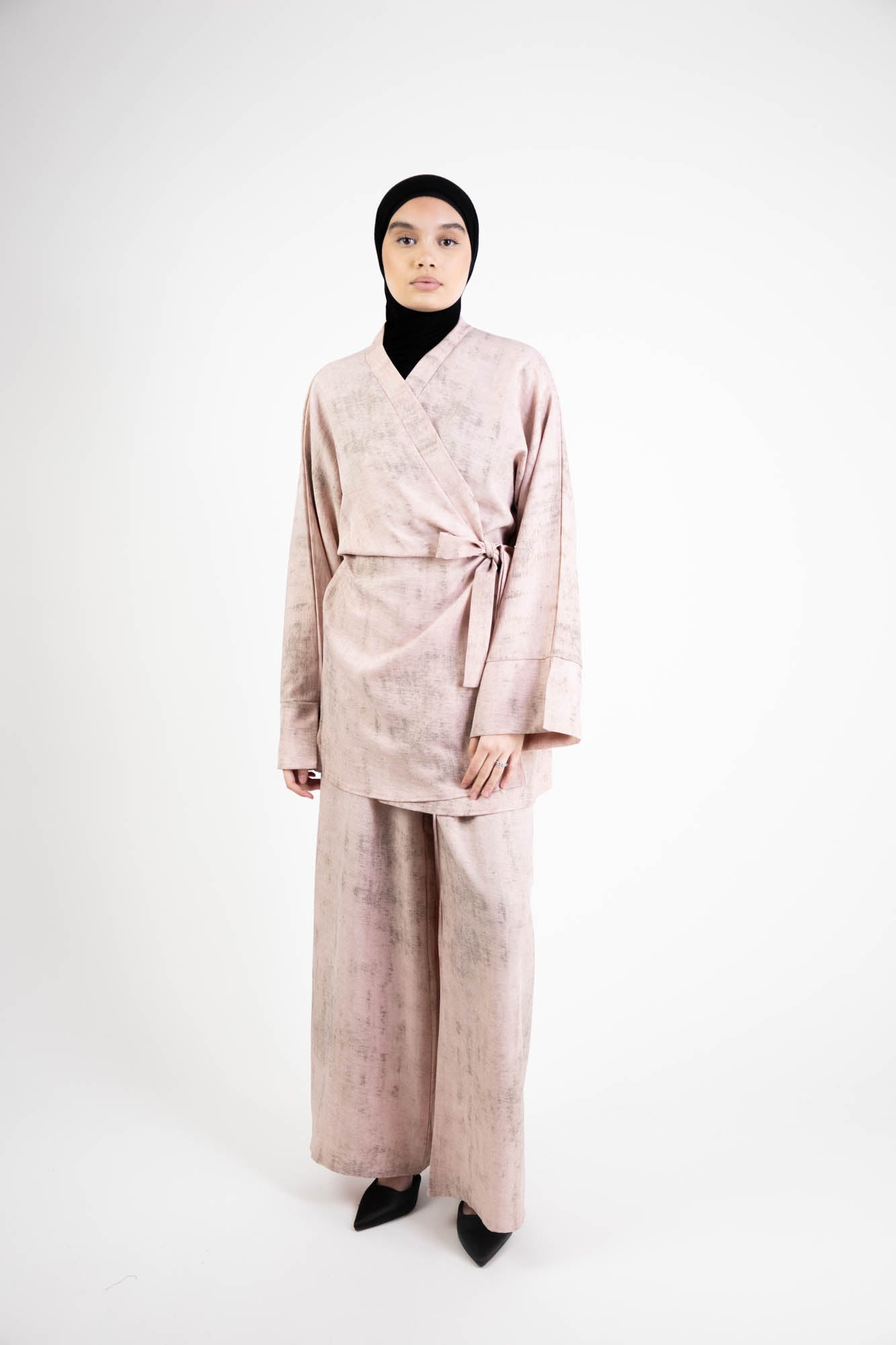 Ensemble Femme – Tunique cache-cœur à nouer & pantalon fluide