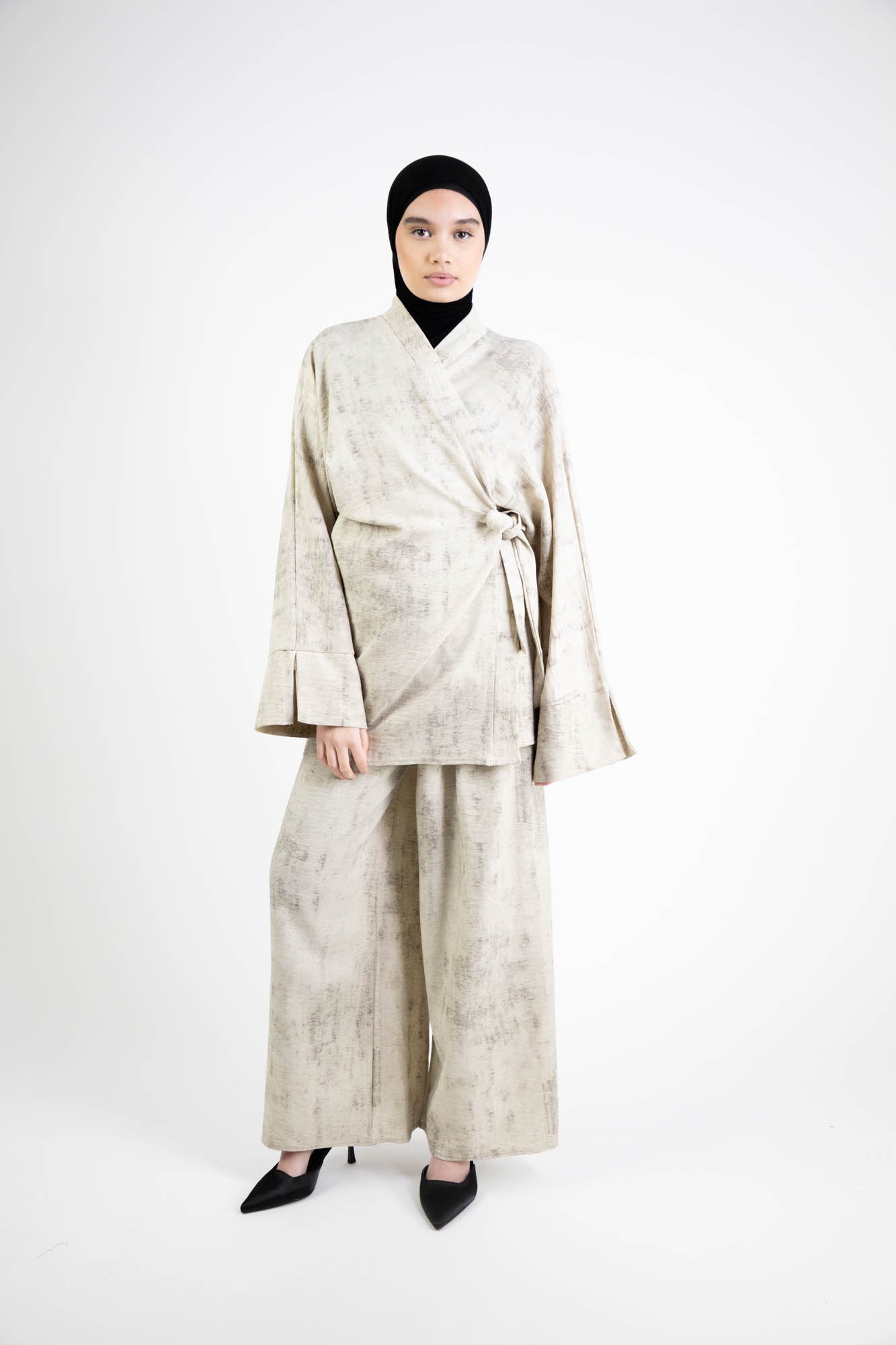 Ensemble Femme – Tunique cache-cœur à nouer & pantalon fluide