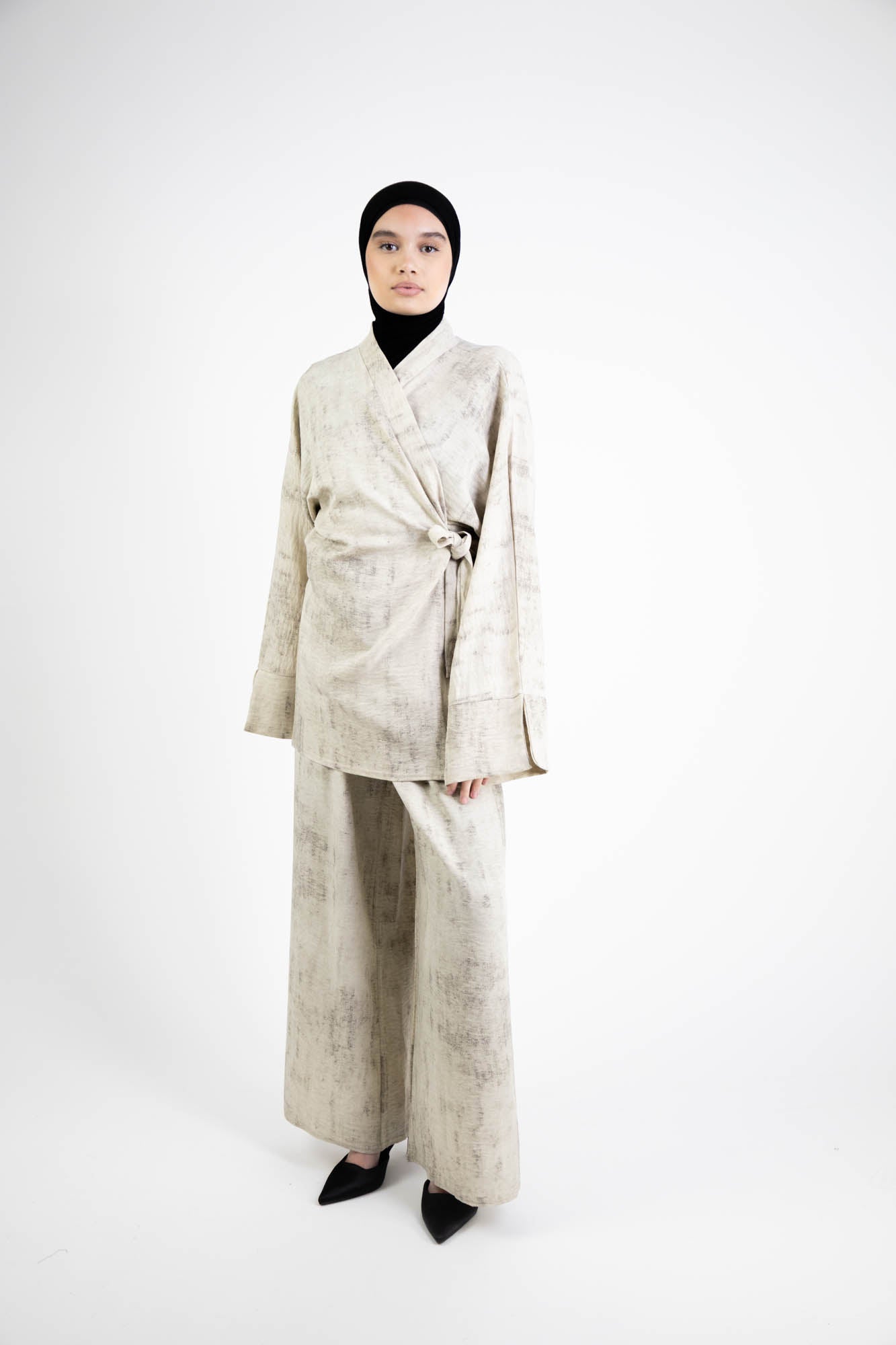 Ensemble Femme – Tunique cache-cœur à nouer & pantalon fluide