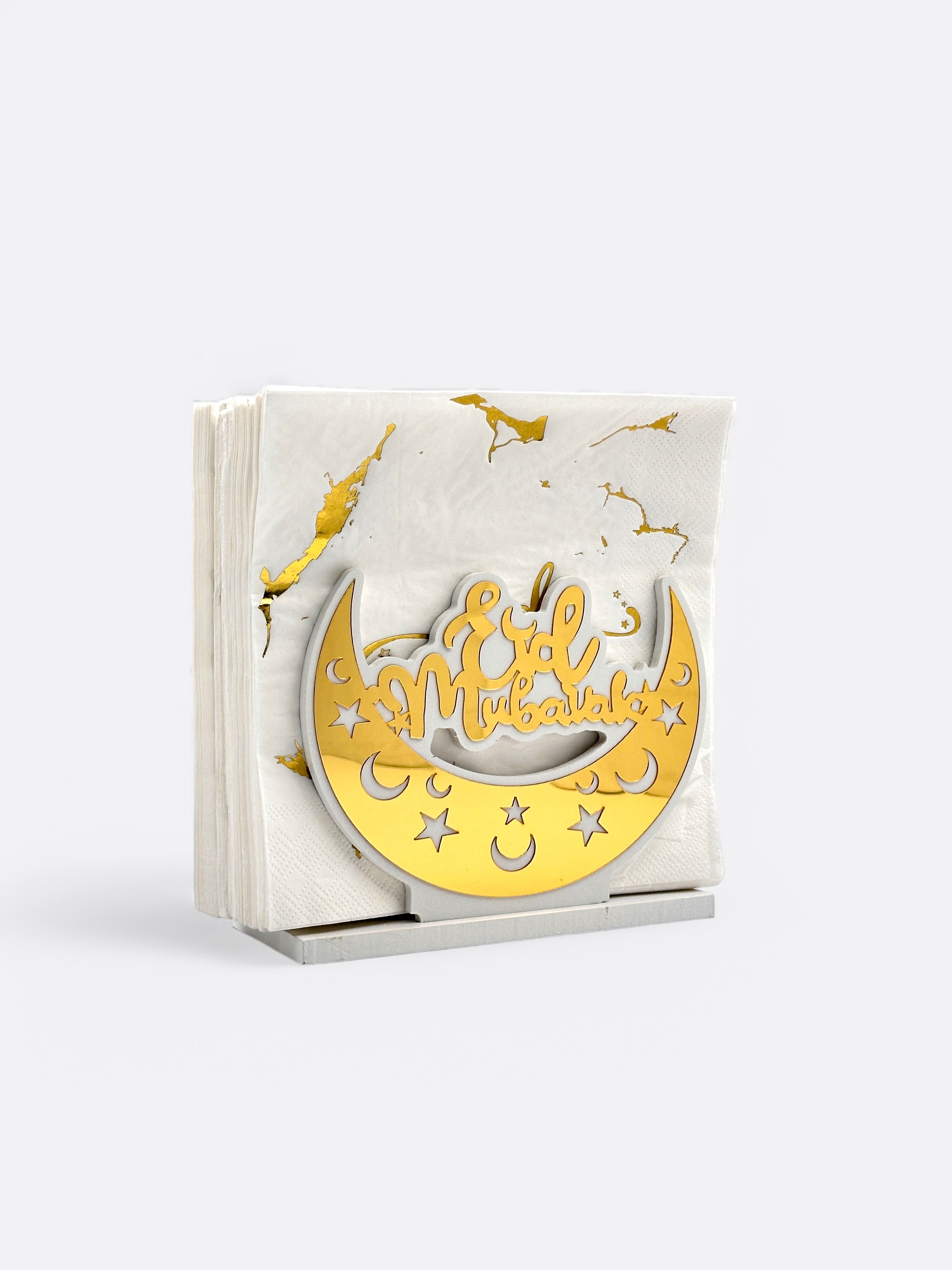 Support à mouchoirs Eid Mubarak Doré – produit proposé sur Souk Dubaï