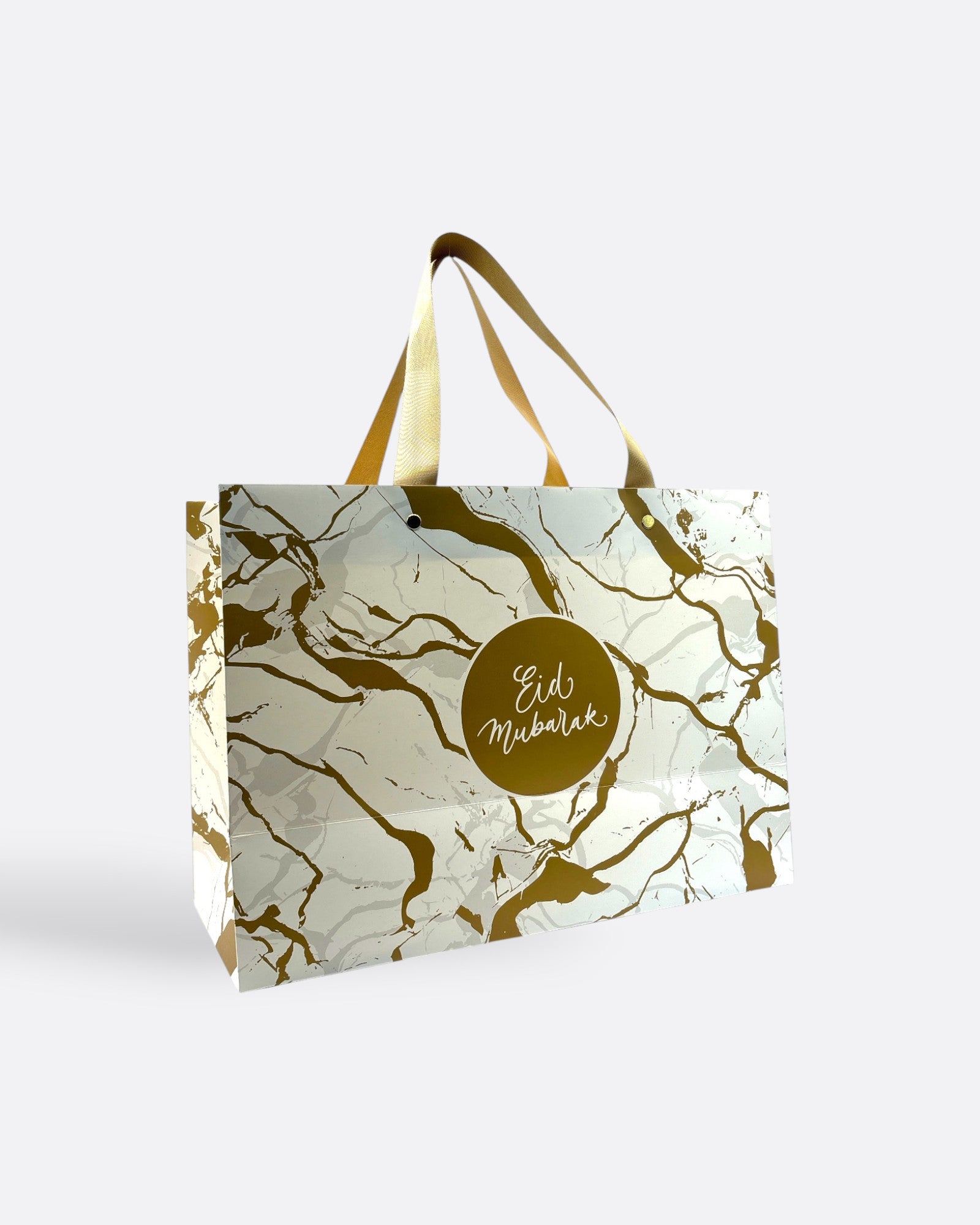 Sac cadeau - Eid Mubarak - Marbré Blanc – sac cadeau décoratif pour célébrations ou occasions