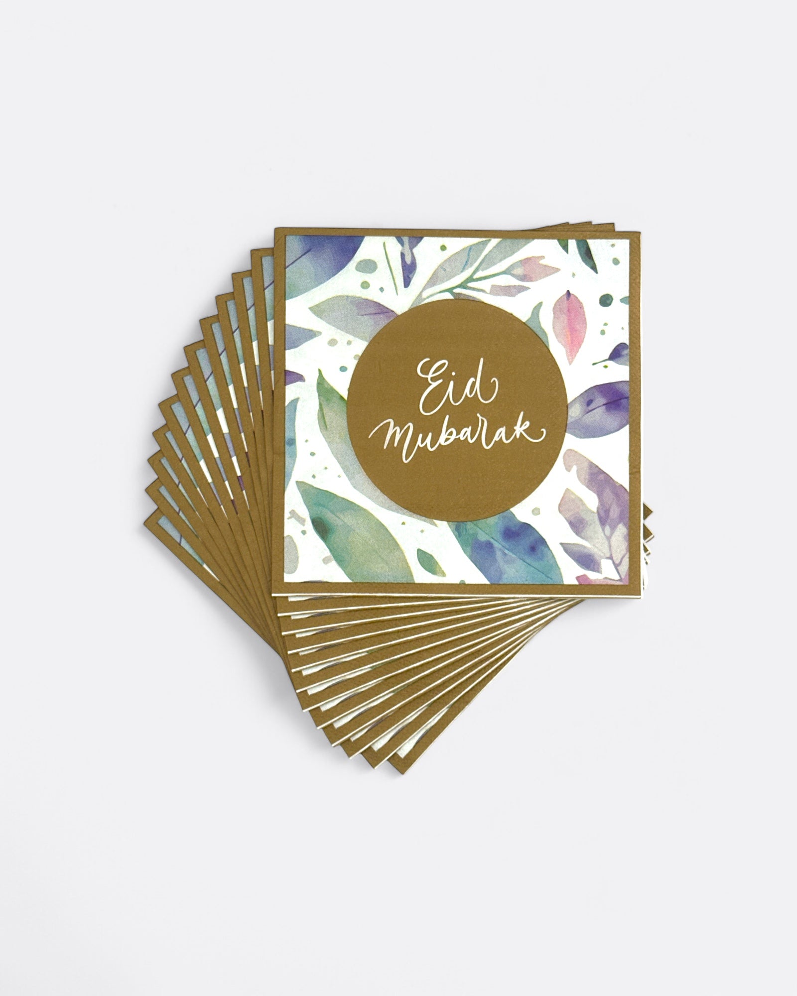 Lot de 12 serviettes Eid Mubarak - Feuilles Bleues – produit proposé sur Souk Dubaï