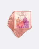 Lot de 12 serviettes Eid Mubarak - Mosquée Rose