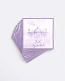Lot de 12 serviettes Eid Mubarak - Mosquée Mauve
