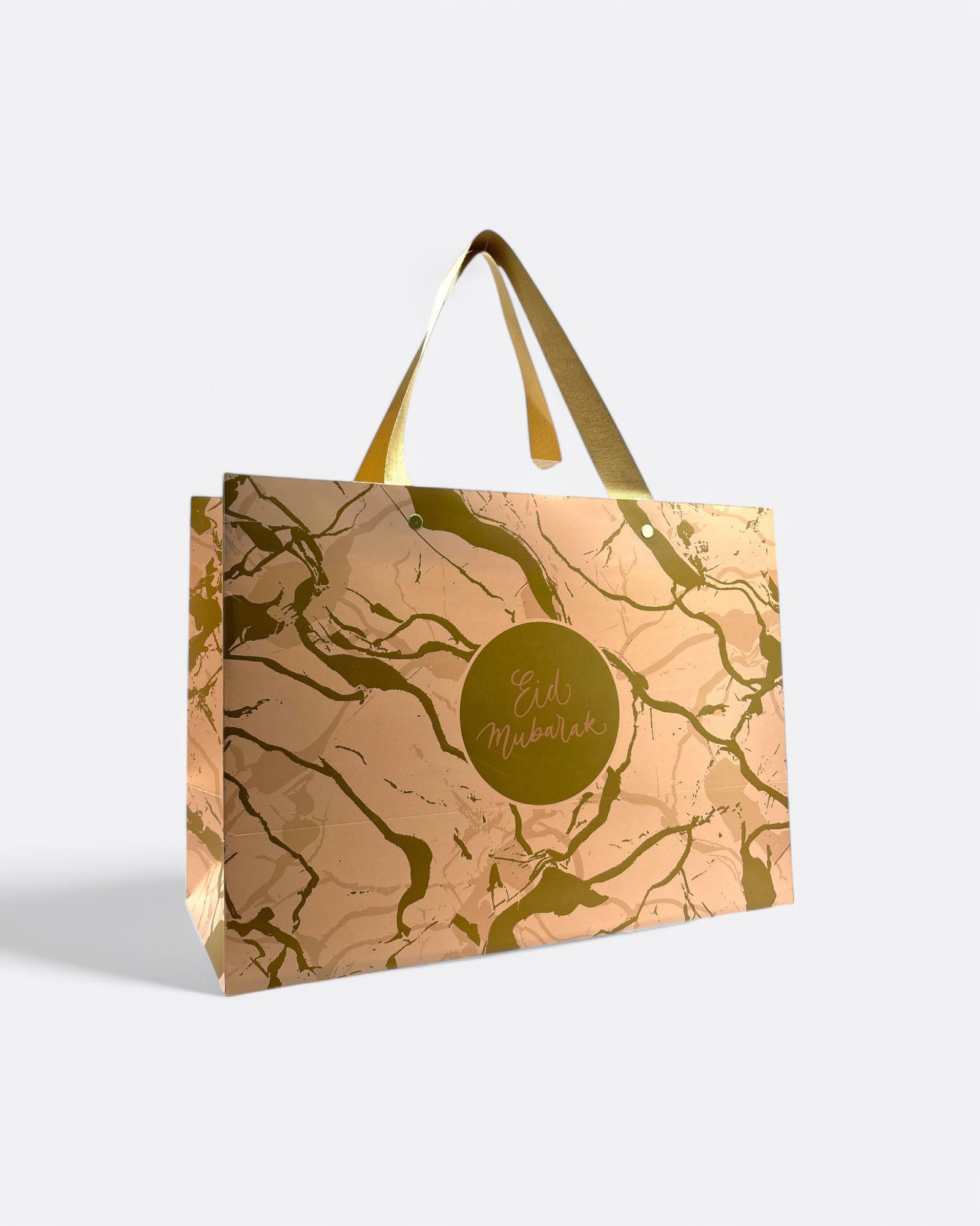 Sac cadeau - Eid Mubarak - Marbré Camel – emballage raffiné pour offrir avec style