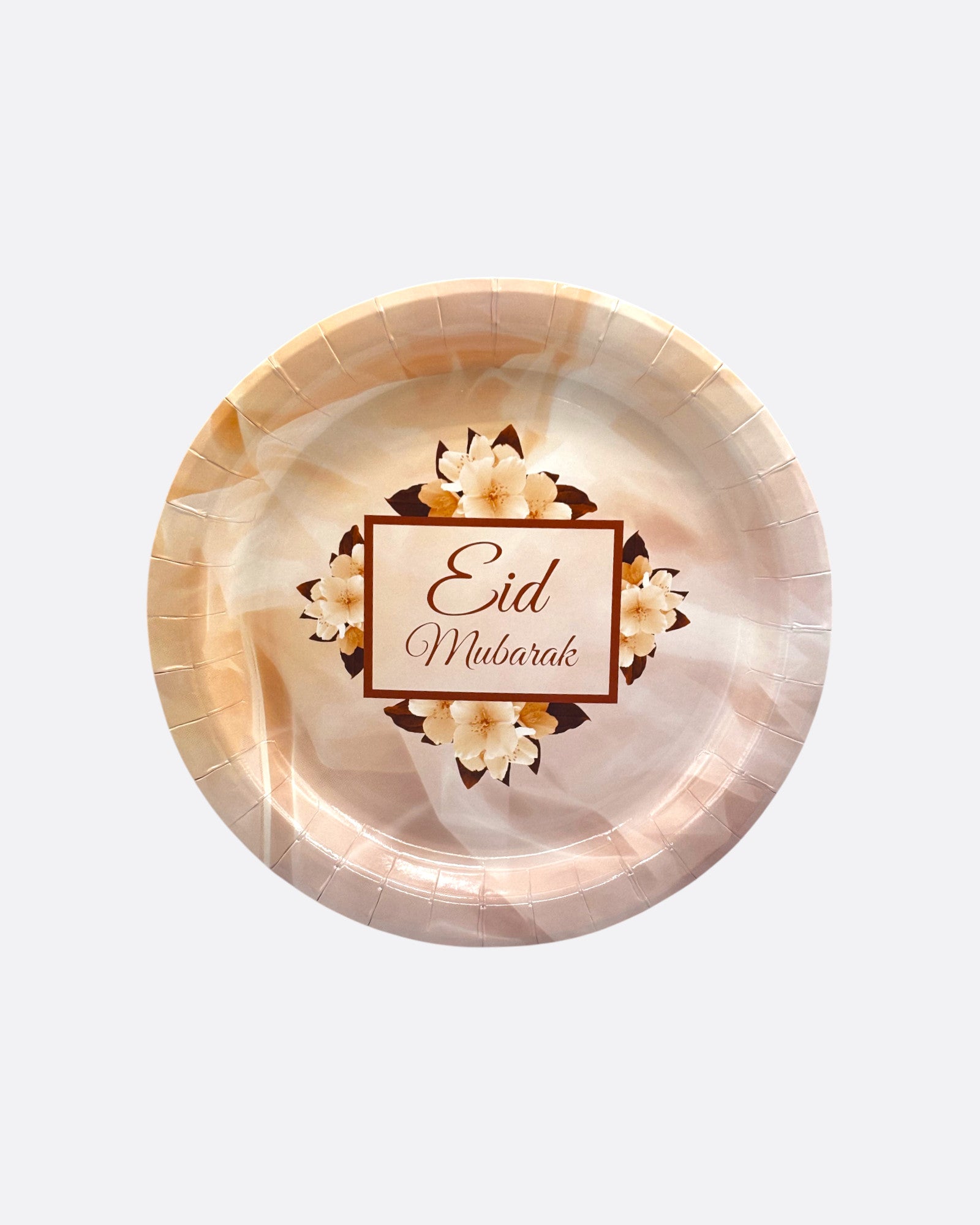 Lot de 10 assiettes Rose fleuri "Eid Mubarak" – produit proposé sur Souk Dubaï