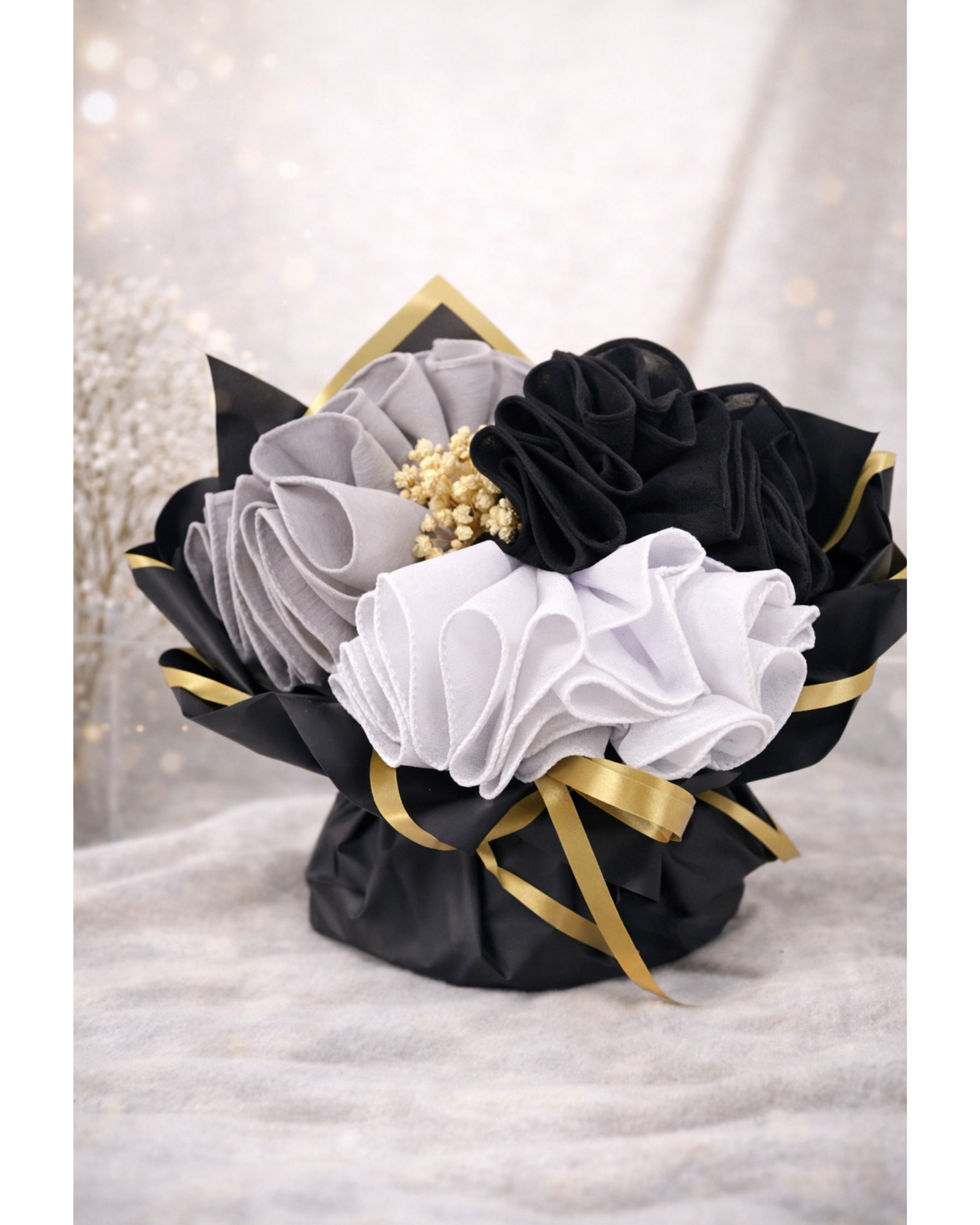 Mon bouquet Hijab Black & white - Mousseline