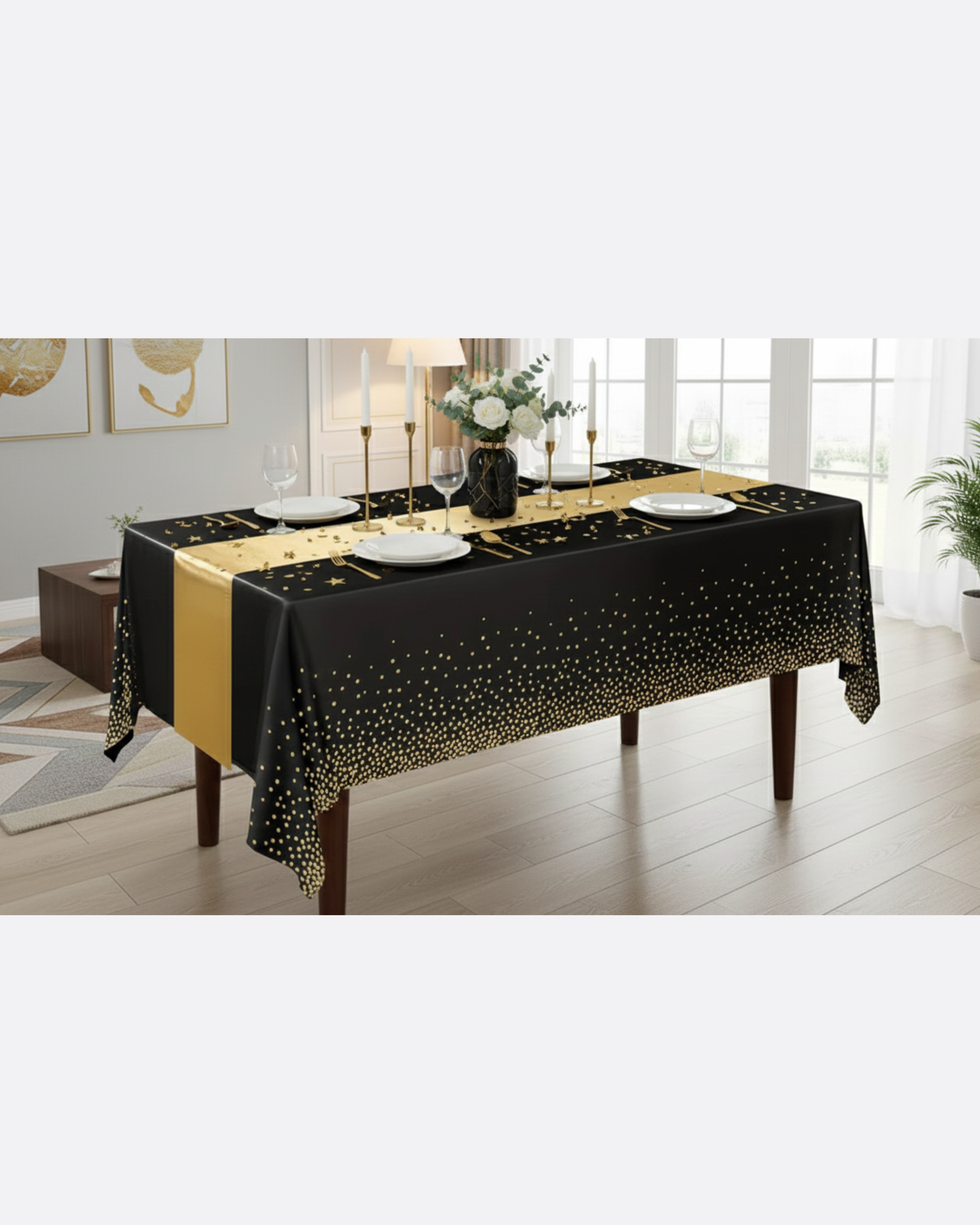 Nappe noire et doré avec chemin de table