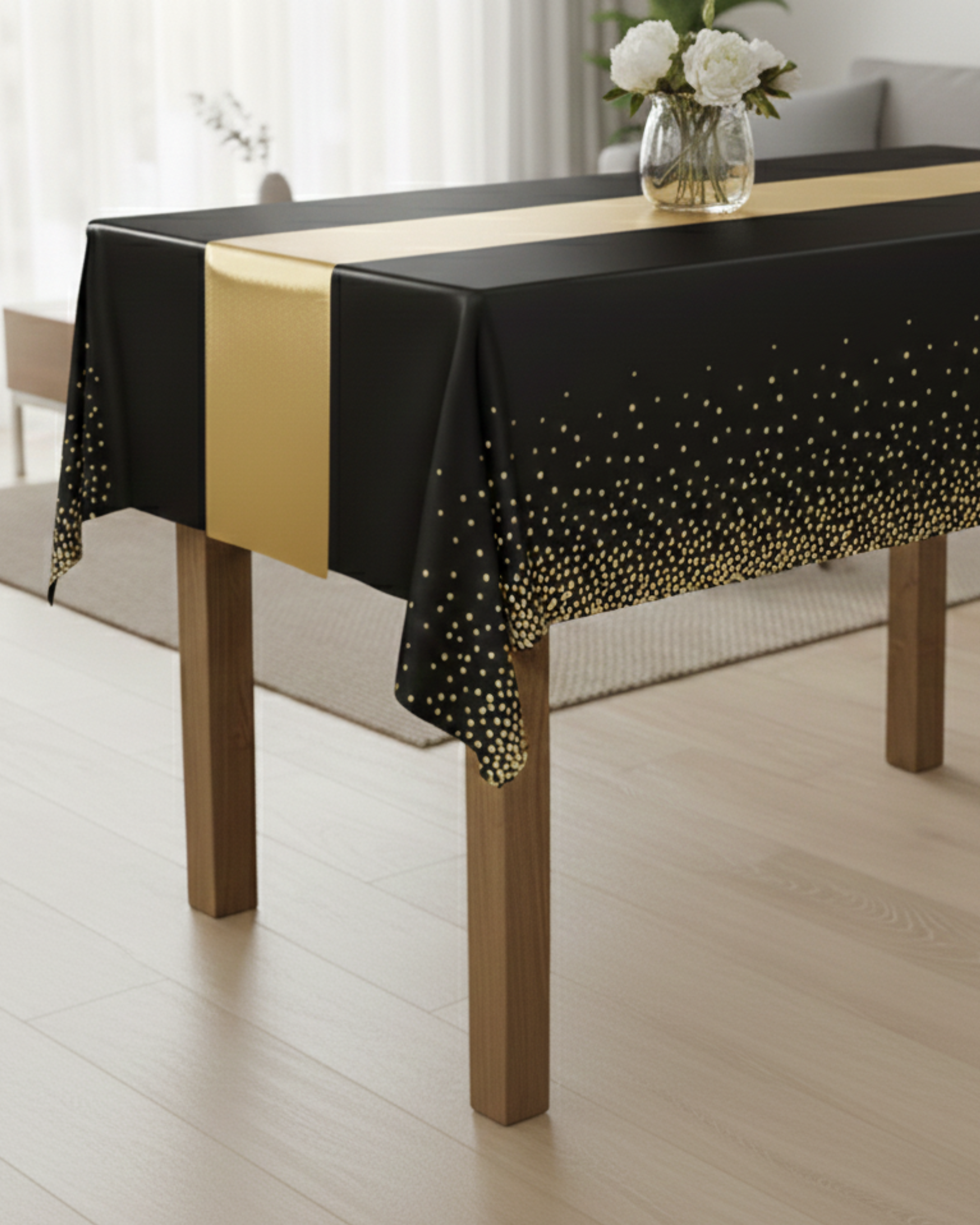 Nappe noire et doré avec chemin de table