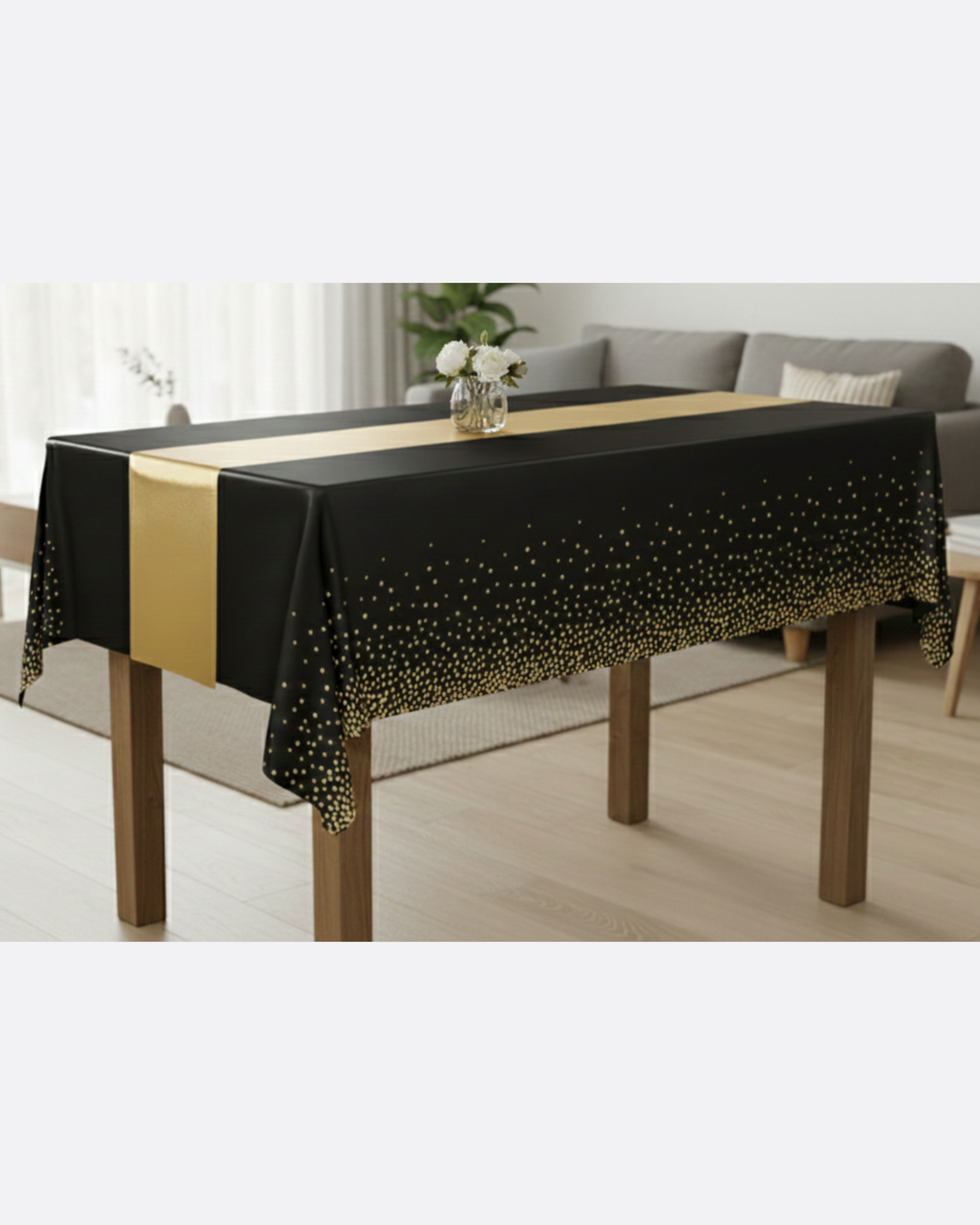 Nappe noire et doré avec chemin de table