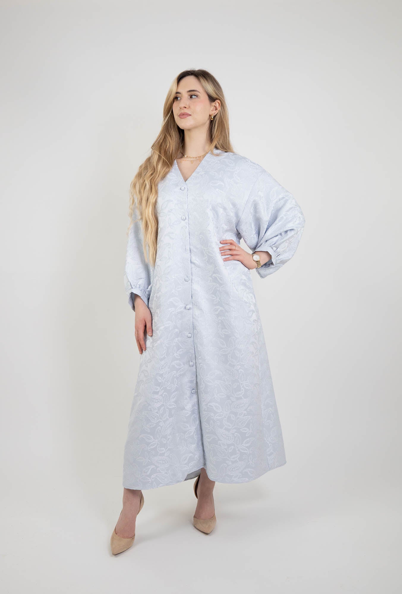 Robe ample brocard à bouton