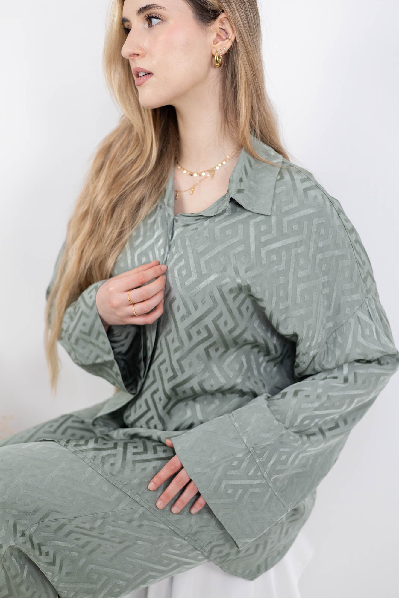 Ensemble Femme Oversize – Chemise & Pantalon satiné