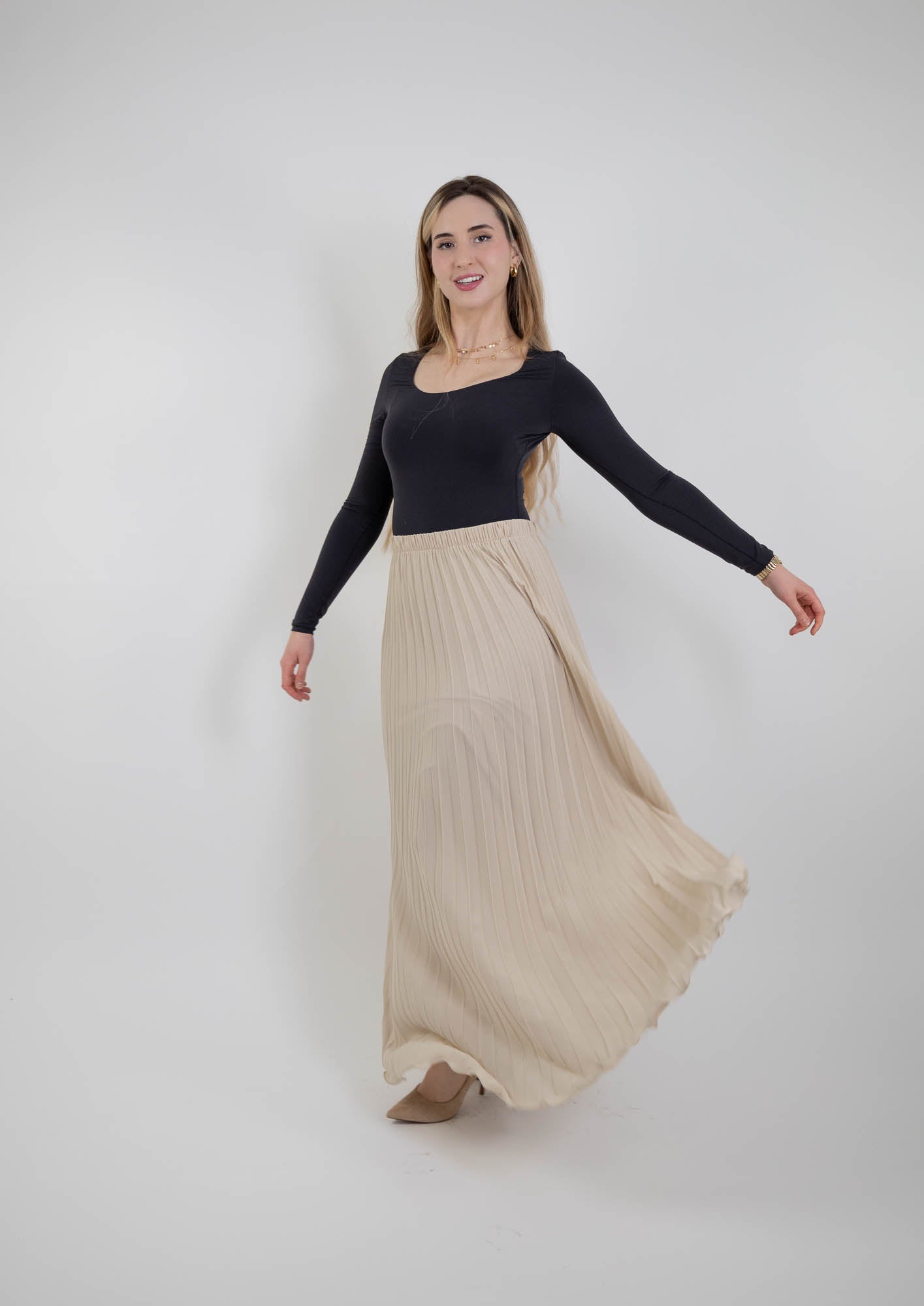 Jupe longue plissée vaporeuse