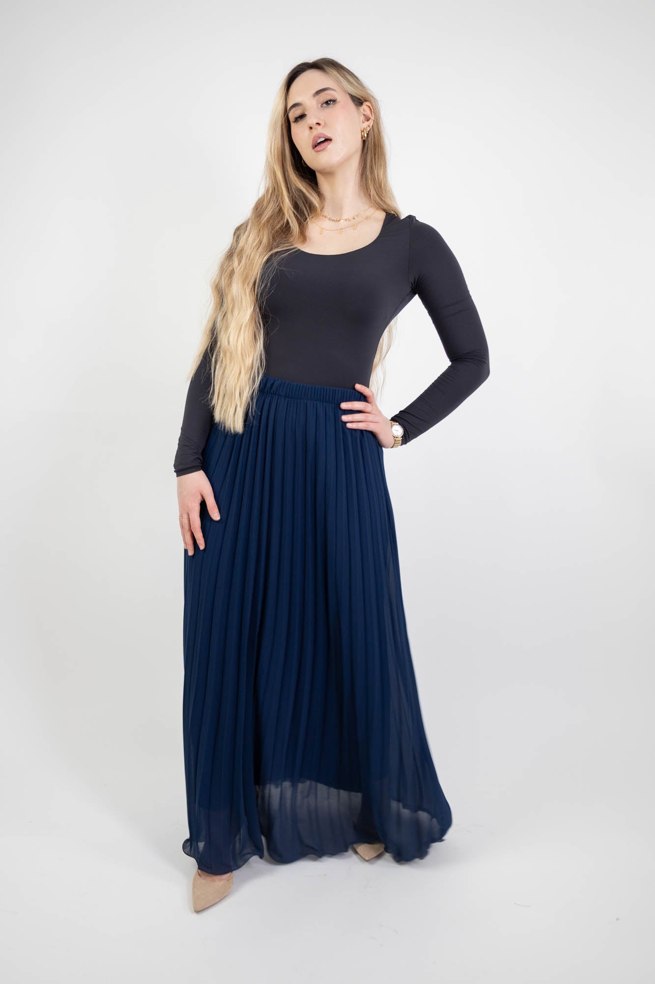 Jupe longue plissée vaporeuse