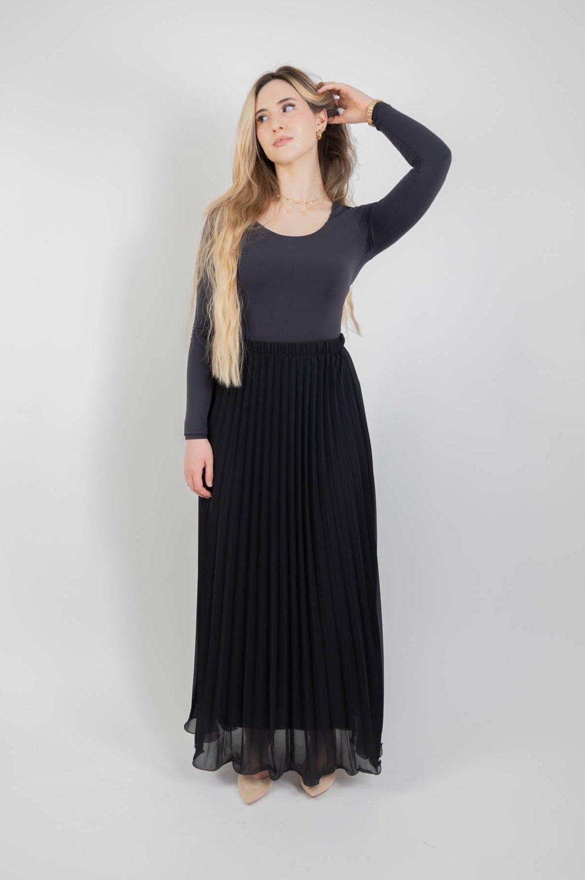 Jupe longue plissée vaporeuse